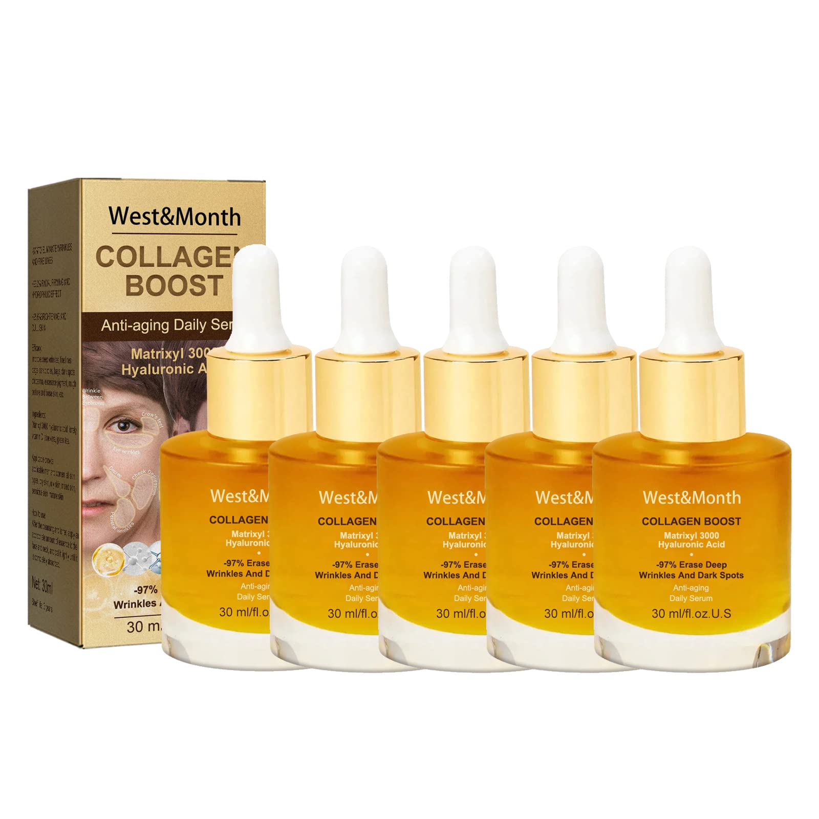 Curvalift Collagen Boosting Body Oil - Firming & Lifting Skincare Treatment for Skin Tightening, Wrinkle Reduction - Anti-Aging Body Serum for Smooth & Youthful Skin (5 Pack) | Perfect for Post-Shower Hydration & Nighttime Skin Rejuvenation