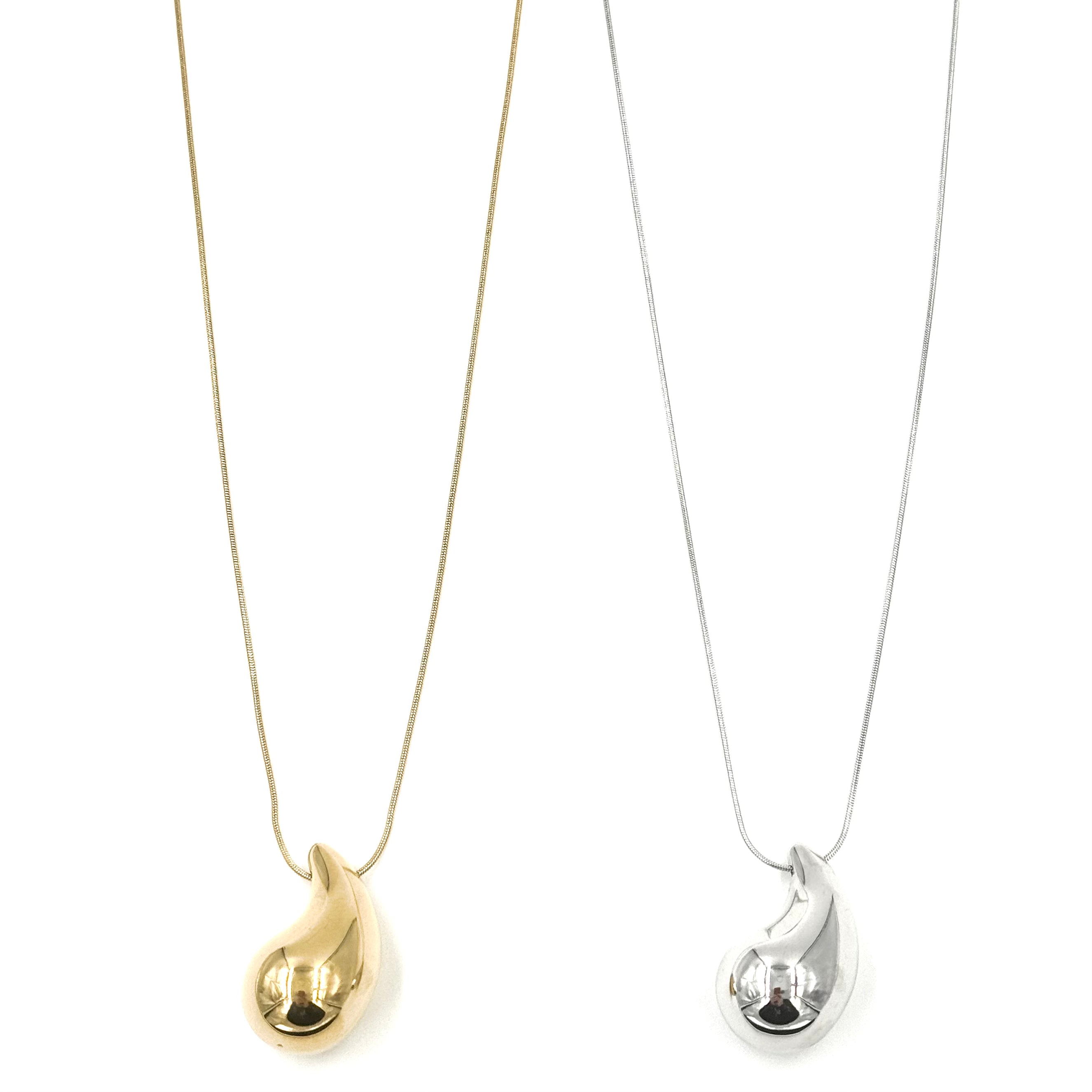 Ashley Gold Stainless Steel Gold Plated Tear Puff Charm Necklace for Women - Elegant Layering Jewelry Gift for Birthday, Anniversary & Valentine's Day