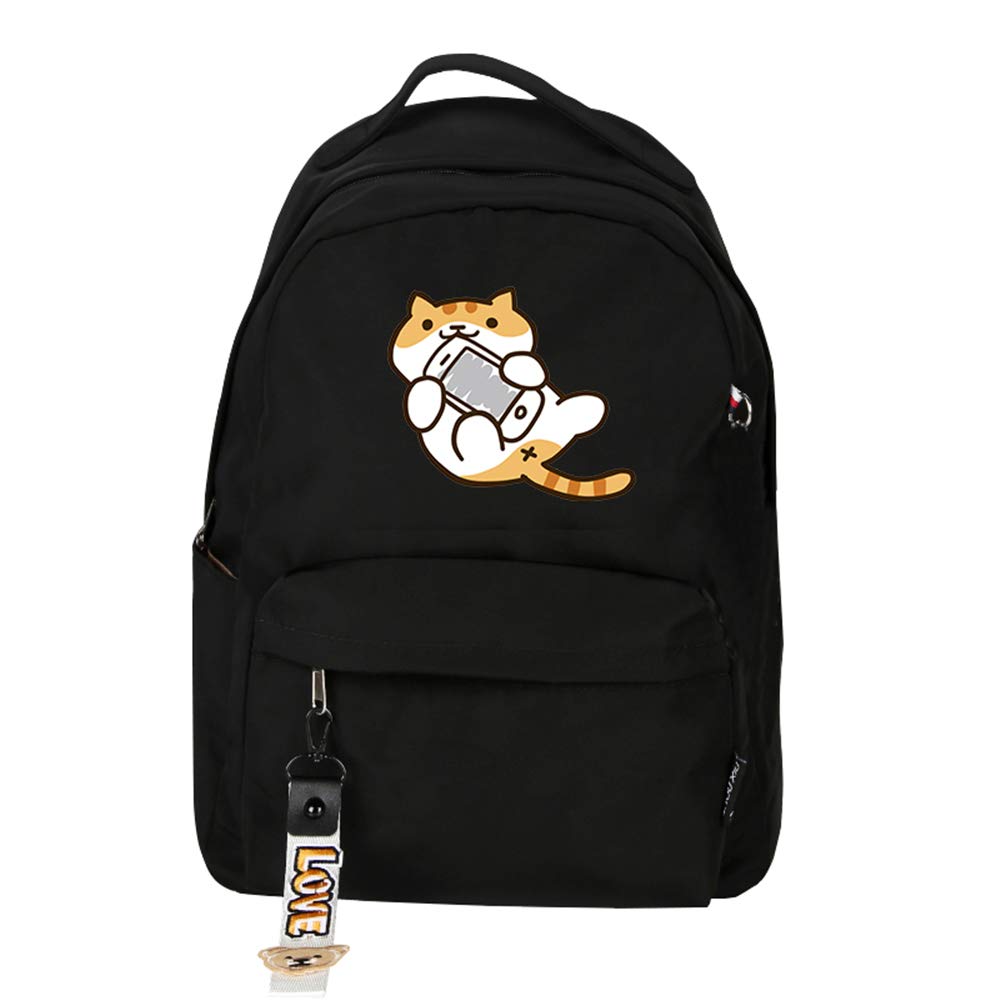 Cute Neko Atsume Cat Backpack for Women - Kawaii Laptop Daypack for Travel & School