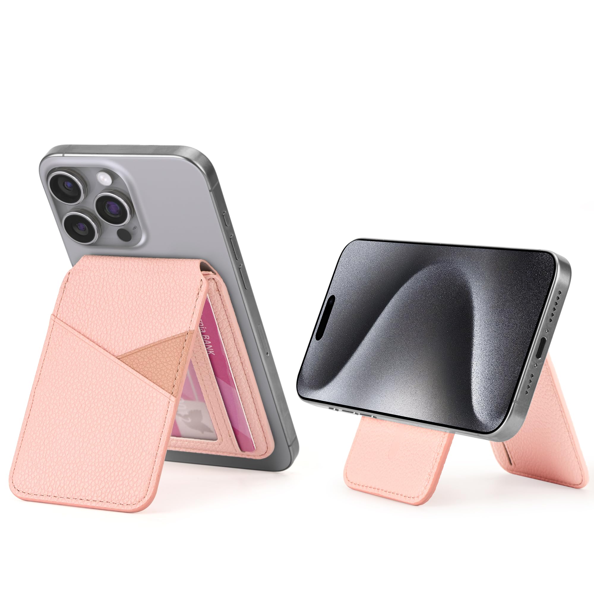 Arae Magnetic Phone Wallet for iPhone 16/15/14/13/12 Series - MagSafe Compatible, RFID Blocking, PU Leather with 4 Card Holder & Adjustable Stand (Blue) - Perfect for Daily Commute, Shopping & Travel