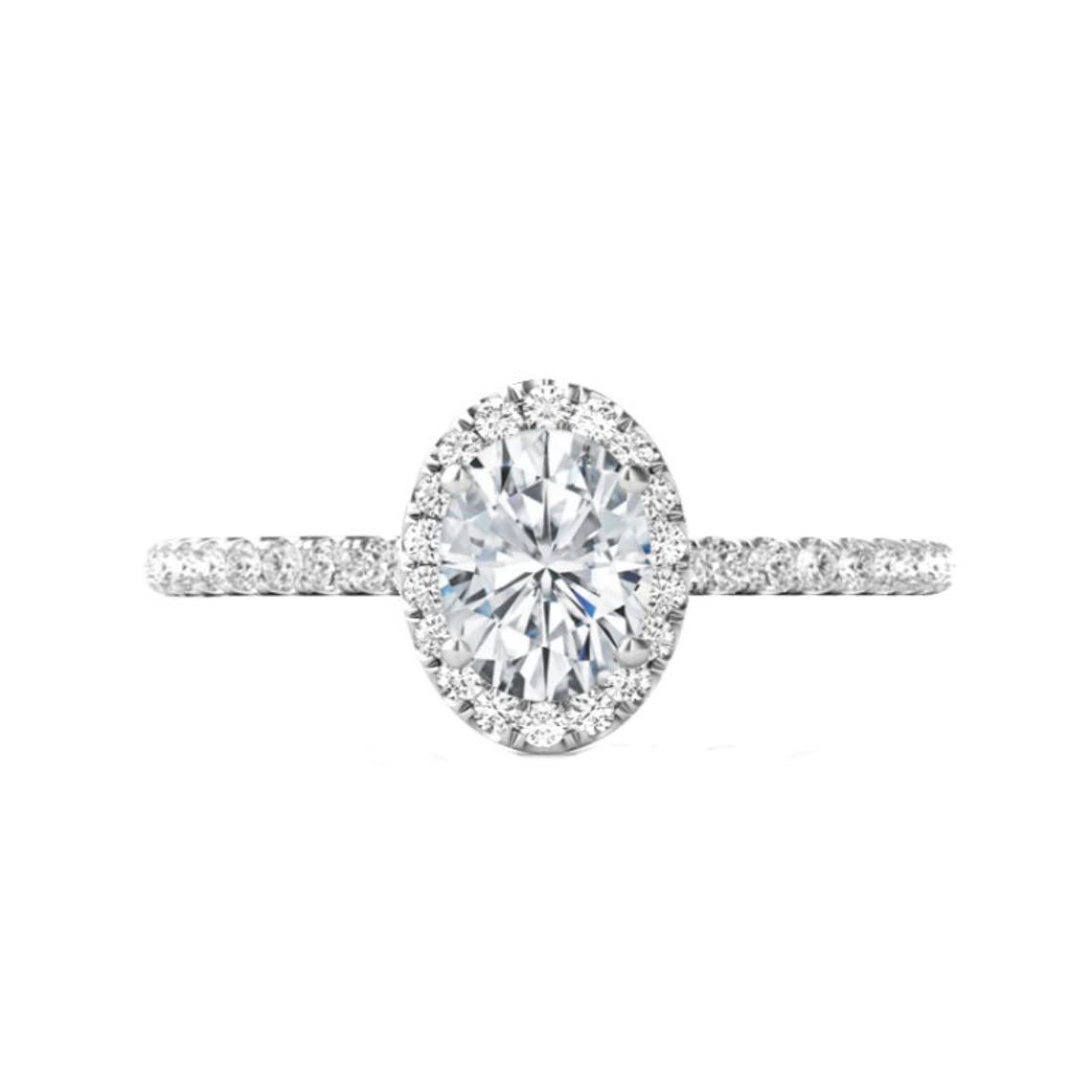 2 Carat Oval Colorless Moissanite Engagement Ring - Solitaire Halo Wedding Bridal Set in Solid Gold/Silver - Vintage Antique Style Anniversary Promise Ring - Perfect Gift for Her - Ideal for Proposals, Weddings & Special Occasions