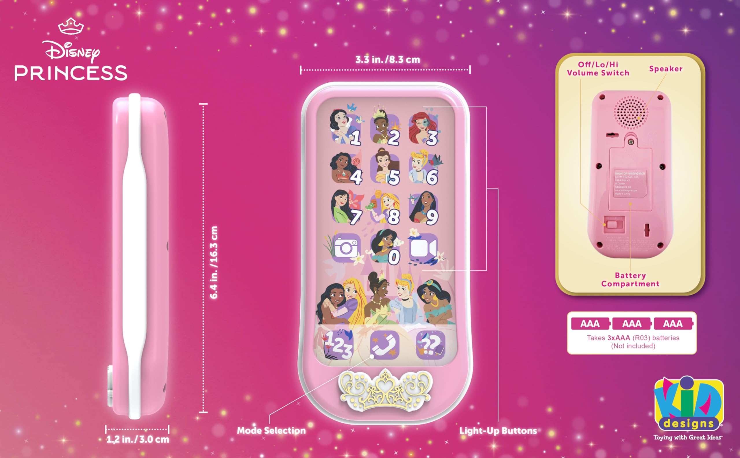**eKids Disney Princess Toy Phone for Kids - Interactive Learning Toddler Toys with Fun Activities, Perfect Gift for Disney Princess Fans (DP-160) | Pretend Play, Preschool Education & Role-Playing Fun**