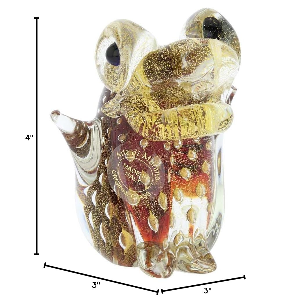 Authentic Murano Glass Bullicante Frog Figurine - Handmade in Venice, Italy - Vibrant Red Art Piece for Home Decor, Gift, or Collectible - Perfect for Shelf Display, Office Decor, and Italian Art Lovers