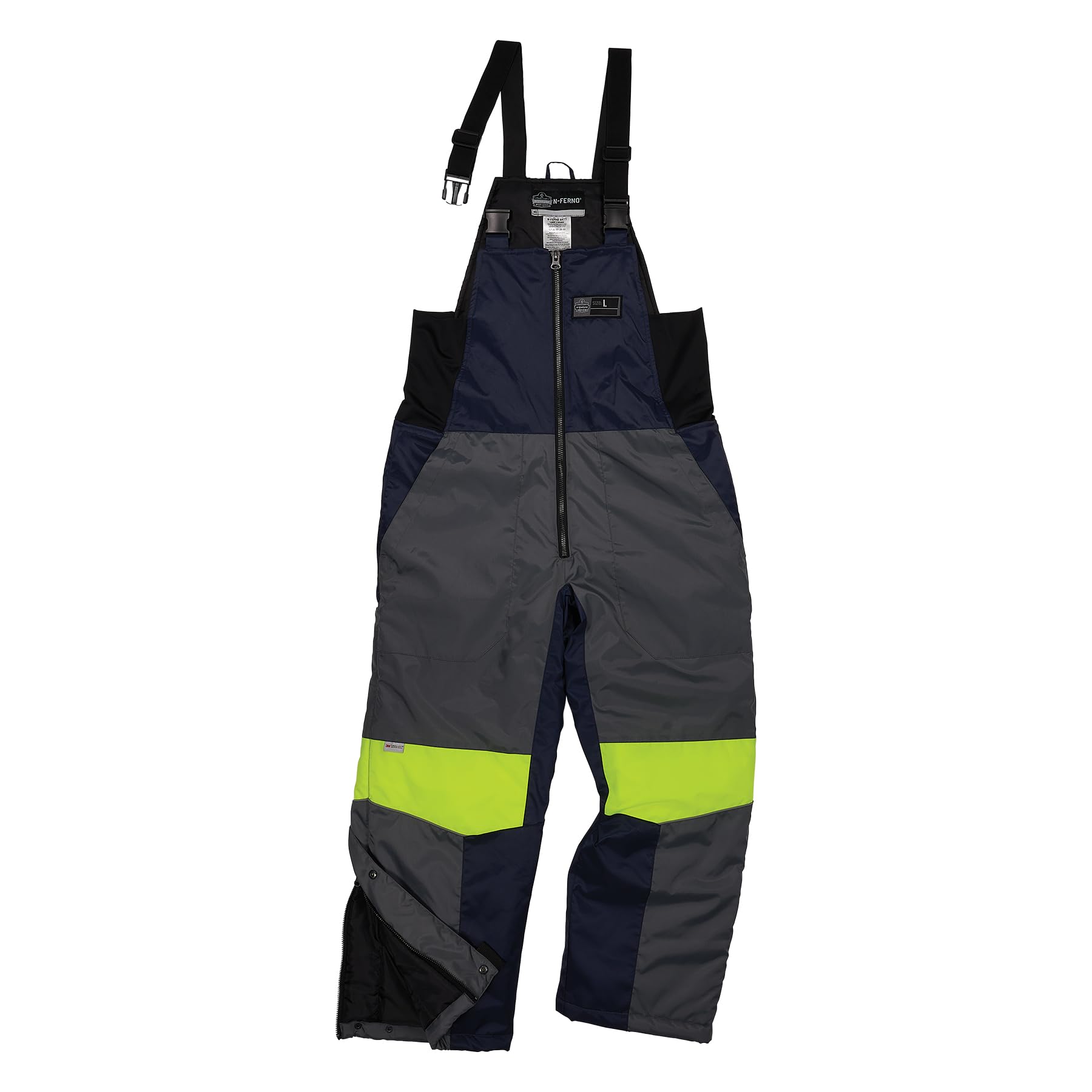Ergodyne N-Ferno 6477 Insulated Freezer Bib Overalls - Cold Storage Work Coveralls for Men & Women | Waterproof Winter Workwear for Meat Packing, Food Processing & Industrial Freezer Jobs