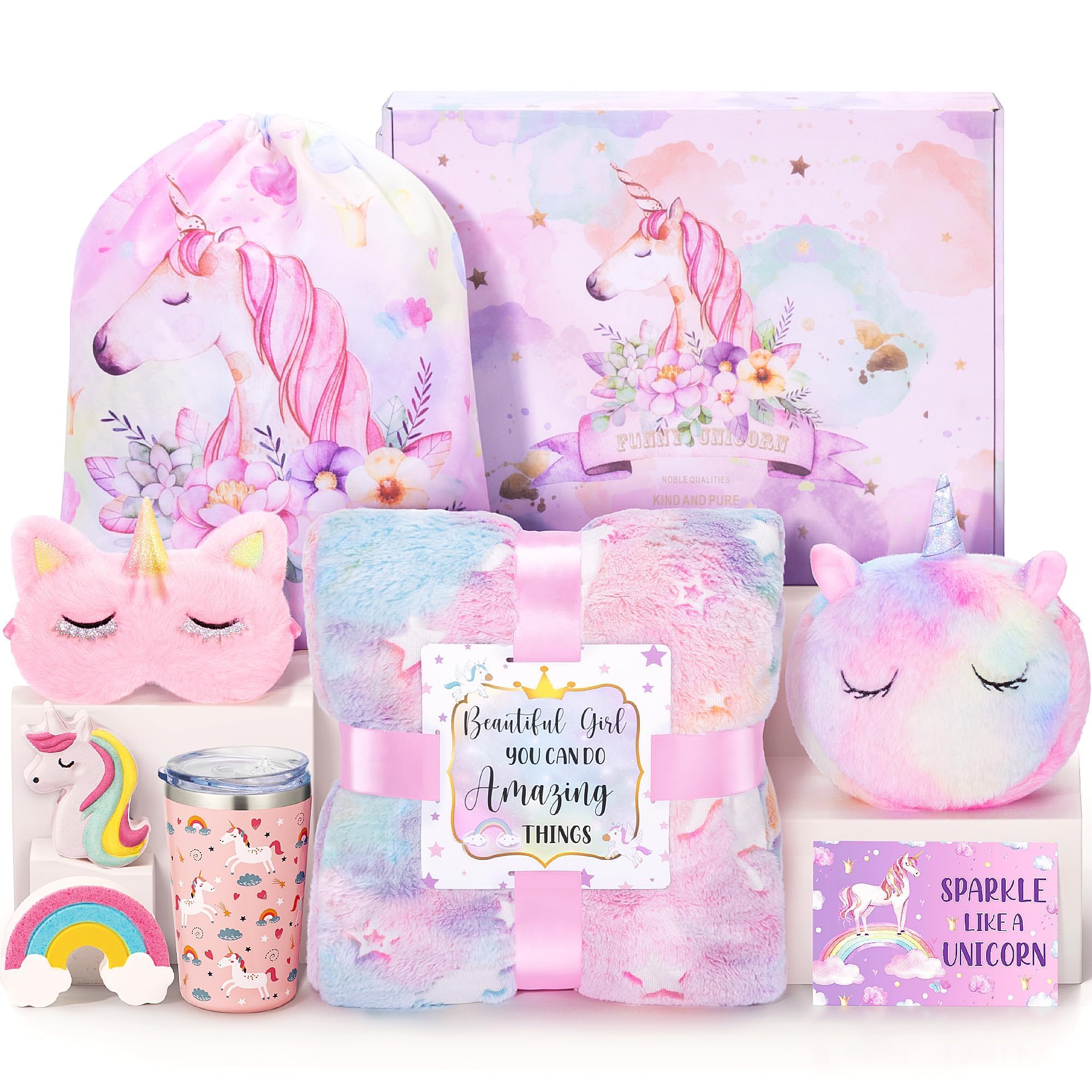 Tiblue Unicorn Plush Toy for Girls Age 3-10 | Cute Stuffed Animal Birthday Gift for Toddler Kids, Niece & Daughter | Easter Present, Trendy Unicorn Gifts for Girls | Perfect for Bedroom Decor, Playtime & Special Occasions
