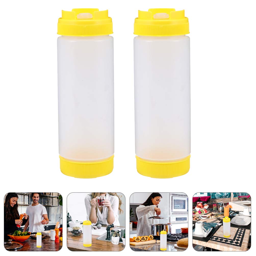 Hemoton 2-Pack Dual-Head Squeeze Bottles for Sauces, Condiments, Jam & Ketchup - BPA-Free Kitchen Storage & Dispensing Bottles - Perfect for BBQ, Salad Dressing, Pancake Syrup & Baking Decorations