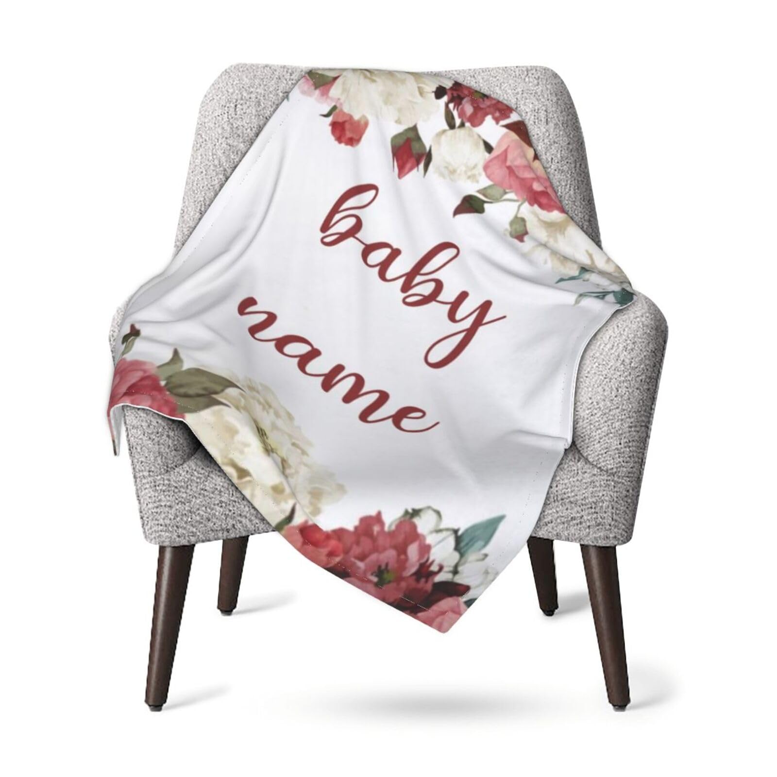 Personalized Baby Blankets with Name - Custom Flower Baby Name Blanket for Newborns, Toddlers & Kids - Perfect Baby Shower Gift for Boys & Girls - Soft Swaddle Blanket for Nursery, Travel & Photo Shoots