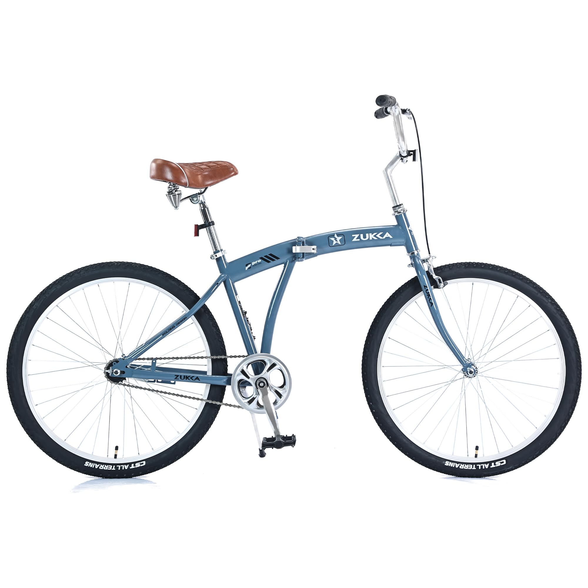 ZUKKA 26 Inch Folding Beach Cruiser Bike for Adults - Steel Frame & Aluminum Rim Comfort Bicycle with Oversized Saddle - Perfect for Men & Women in Multiple Colors - Ideal for Beach Rides, Commuting & Leisure Cycling