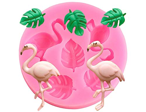 Premium Non-Stick Silicone Baking Mold - 5 Cavity Flamingo Leaf Design for Cookies, Chocolate, Gummy Candy & Ice Cream | DIY Cake Topper & Dessert Decoration | Perfect for Home Baking, Party Treats & Holiday Desserts