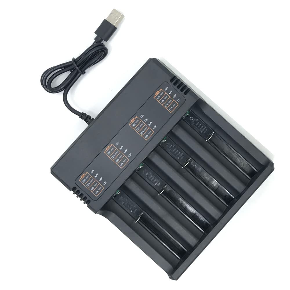 18650 26650 21700 USB Lithium Battery Charger - 4 Slot Fast Charger for 3.7V/4.2V Batteries | Perfect for Flashlights, Vape Mods & Power Tools
