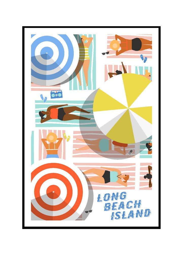 Long Beach Island New Jersey Aerial Beach Scene - Framed Stretched Canvas Wall Art (24x36) - Perfect for Coastal Home Decor, Living Room, Bedroom & Office