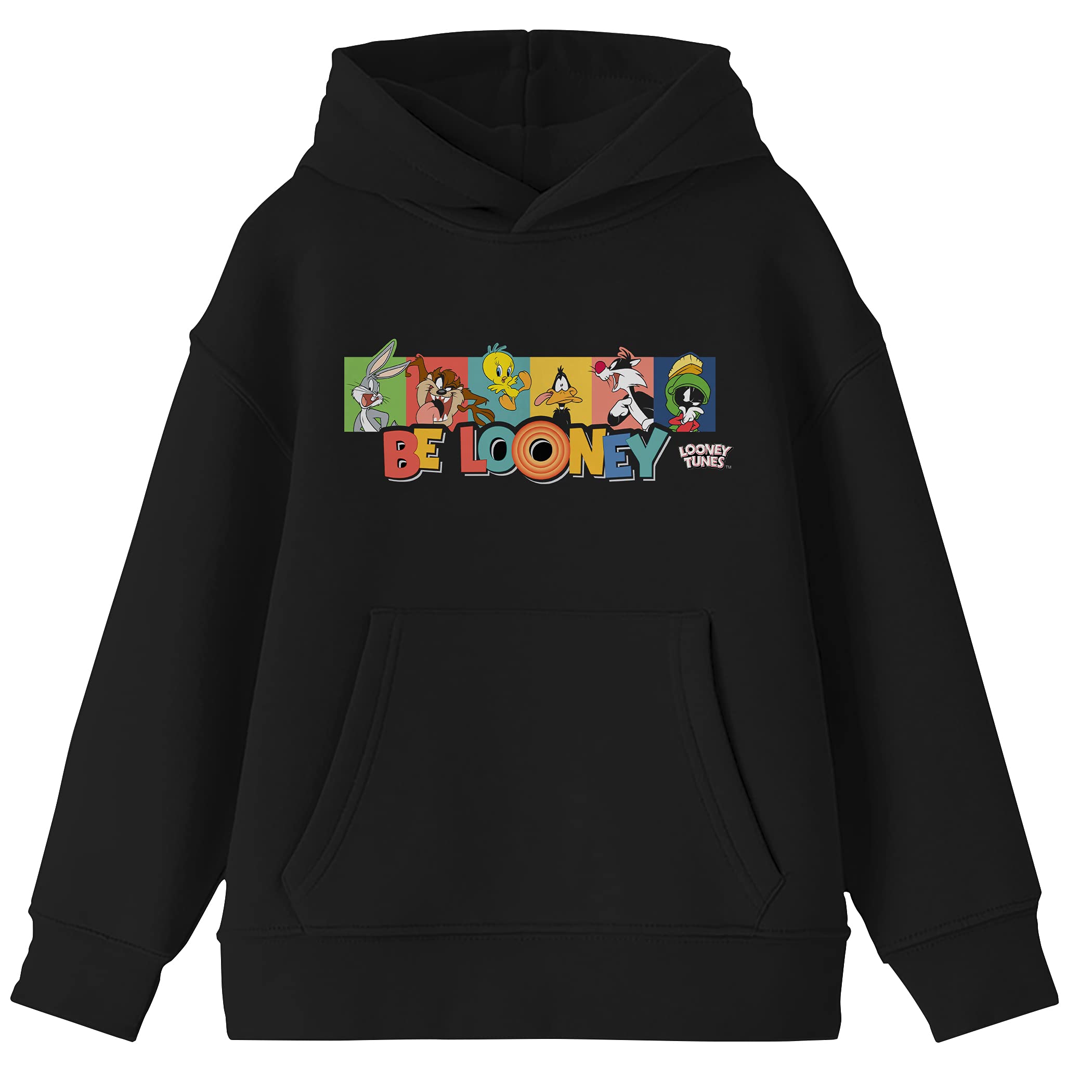 Looney Tunes Cartoon Characters Black Hoodie for Boys - Youth Pullover Sweatshirt for Casual Wear & School Outfits