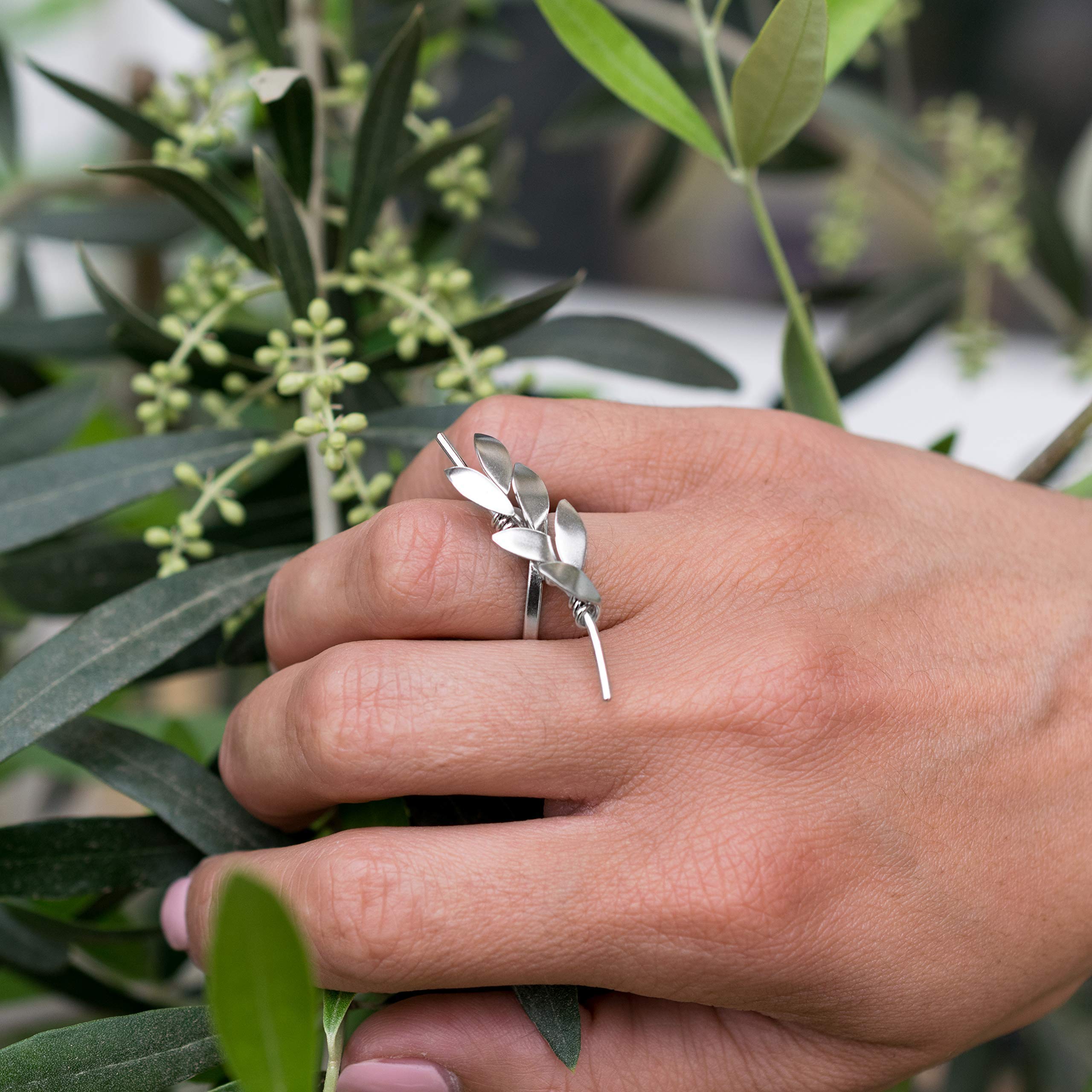 Elegant Sterling Silver Olive Leaf Ring for Women - Greek Jewelry, Unique Statement Ring, Unusual Gift for Mother's Day | Perfect for Weddings, Date Nights & Special Occasions