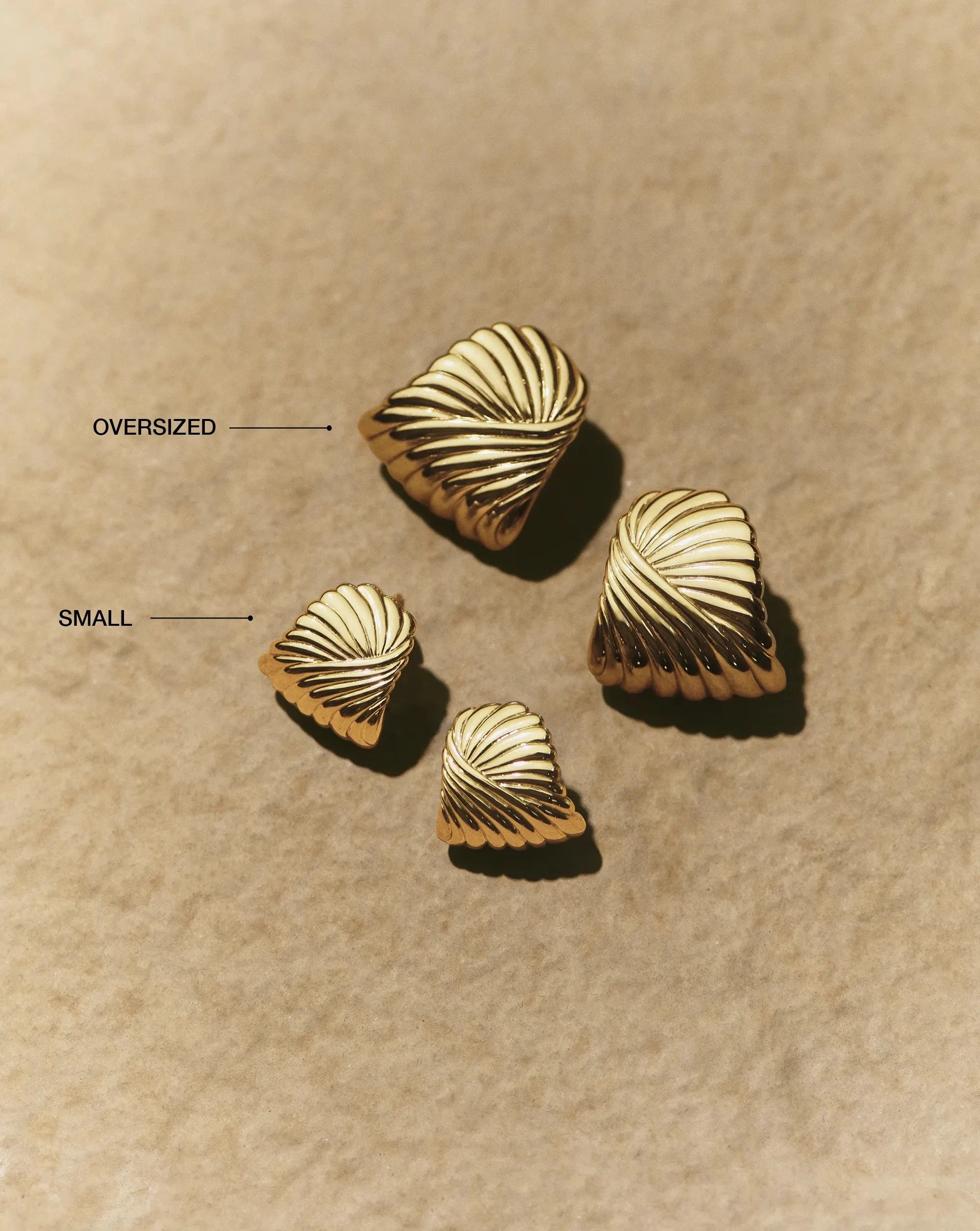 Ripple Oversized Stud Earrings for Women - 18k Gold Plated Hypoallergenic Fashion Jewelry - Perfect for Parties, Weddings & Everyday Wear