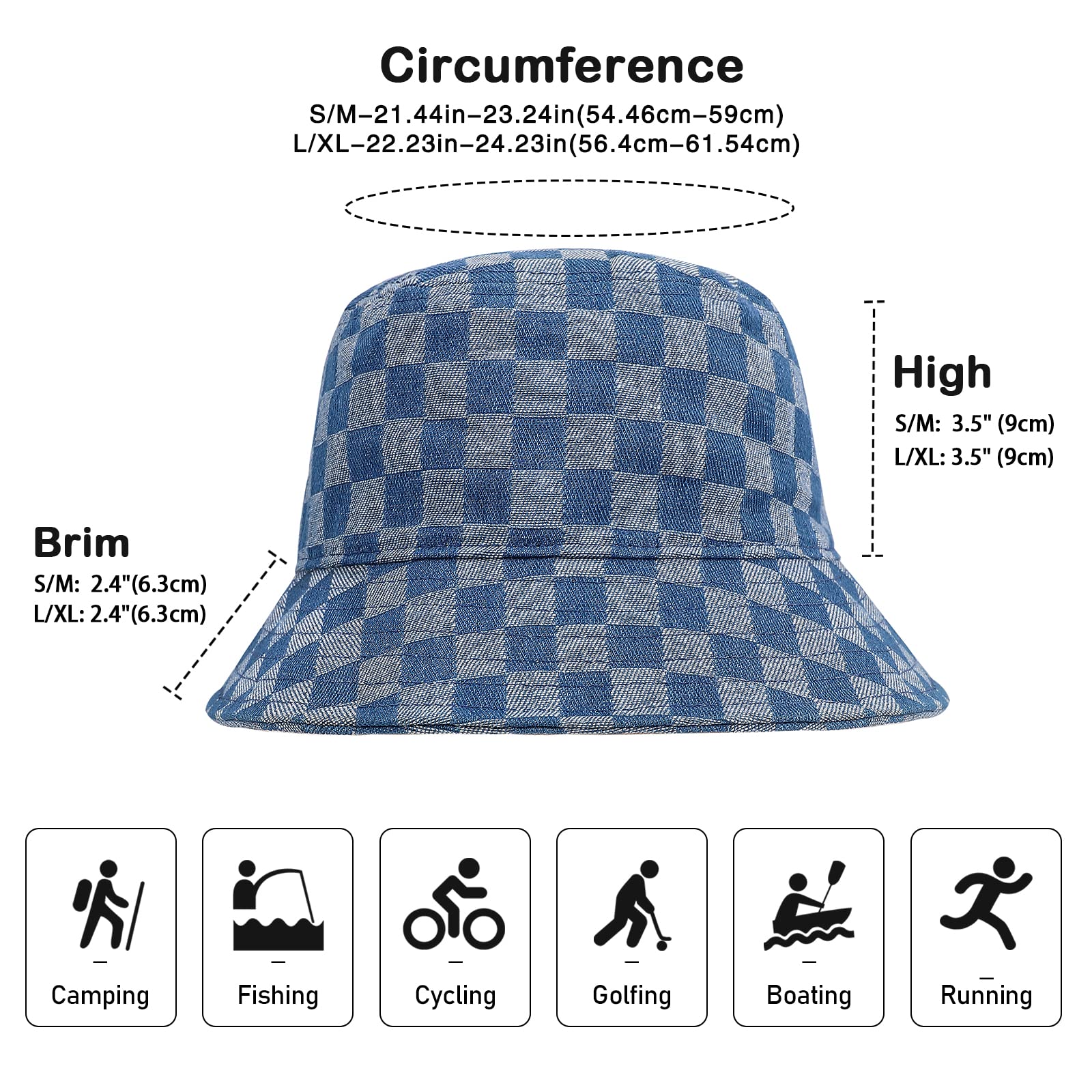 Stylish Checkerboard Bucket Hat for Women & Men - Packable Fisherman Sun Hat for Beach, Travel & Outdoor Activities | UV Protection & Breathable Design