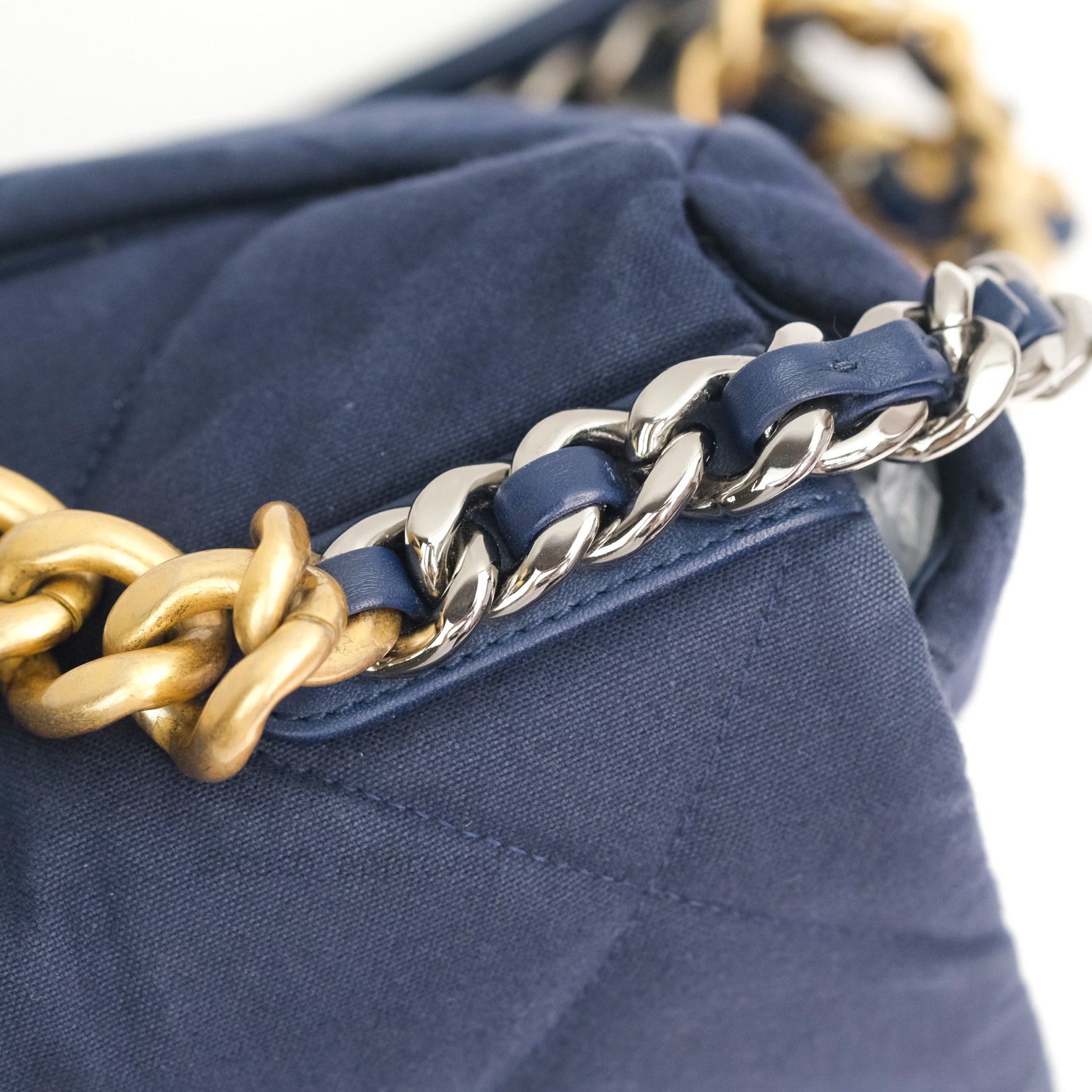 Chanel 19 Medium Flap Bag in Navy Canvas with Mixed Hardware - Luxury Designer Handbag for Women, Perfect for Work, Travel & Evening Events