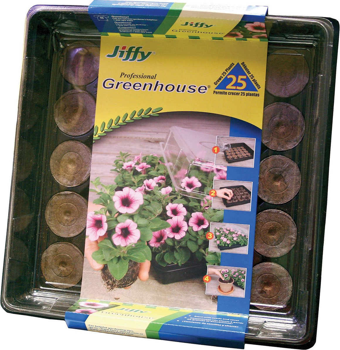 Jiffy All-In-One Mini Greenhouse Kit - Case of 16 Seed Starter Trays with Dome Lids - Perfect for Indoor Gardening, Herb Growing & Plant Propagation