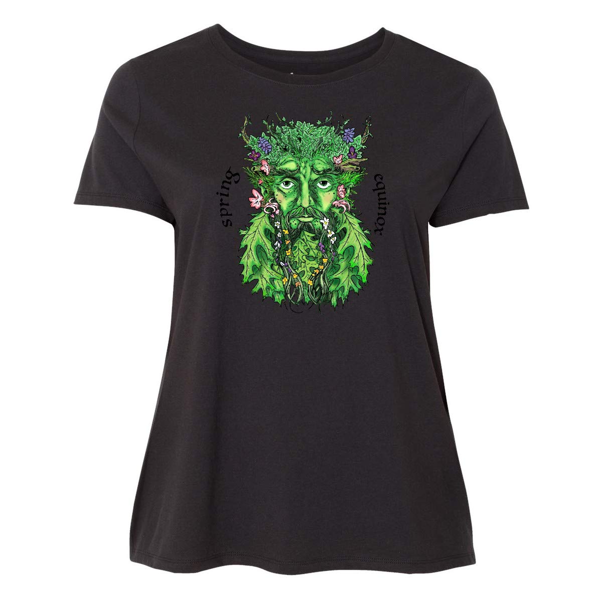 Inktastic 1st Day of Spring Greenman Spring Equinox Women's Plus Size T-Shirt - Comfortable Graphic Tee for Spring Celebrations, Nature Lovers & Earth Day Events