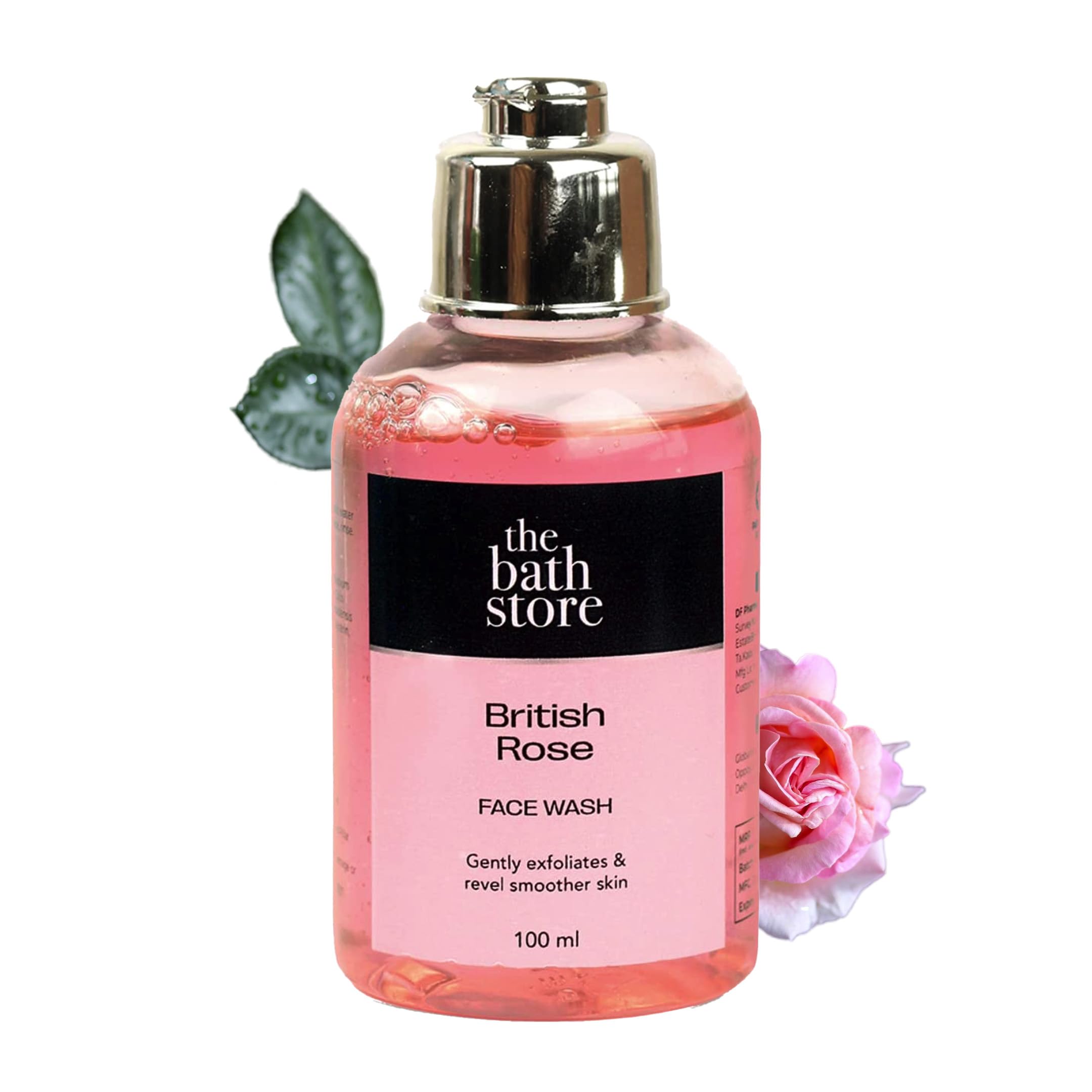 The Bath Store British Rose Face Wash for Women & Men - Gentle Cleanser for Dry, Oily & Acne-Prone Skin | Brightening & Tan Removal Facial Wash for Glowing Skin | 100ml | Perfect for Daily Skincare Routine & Travel