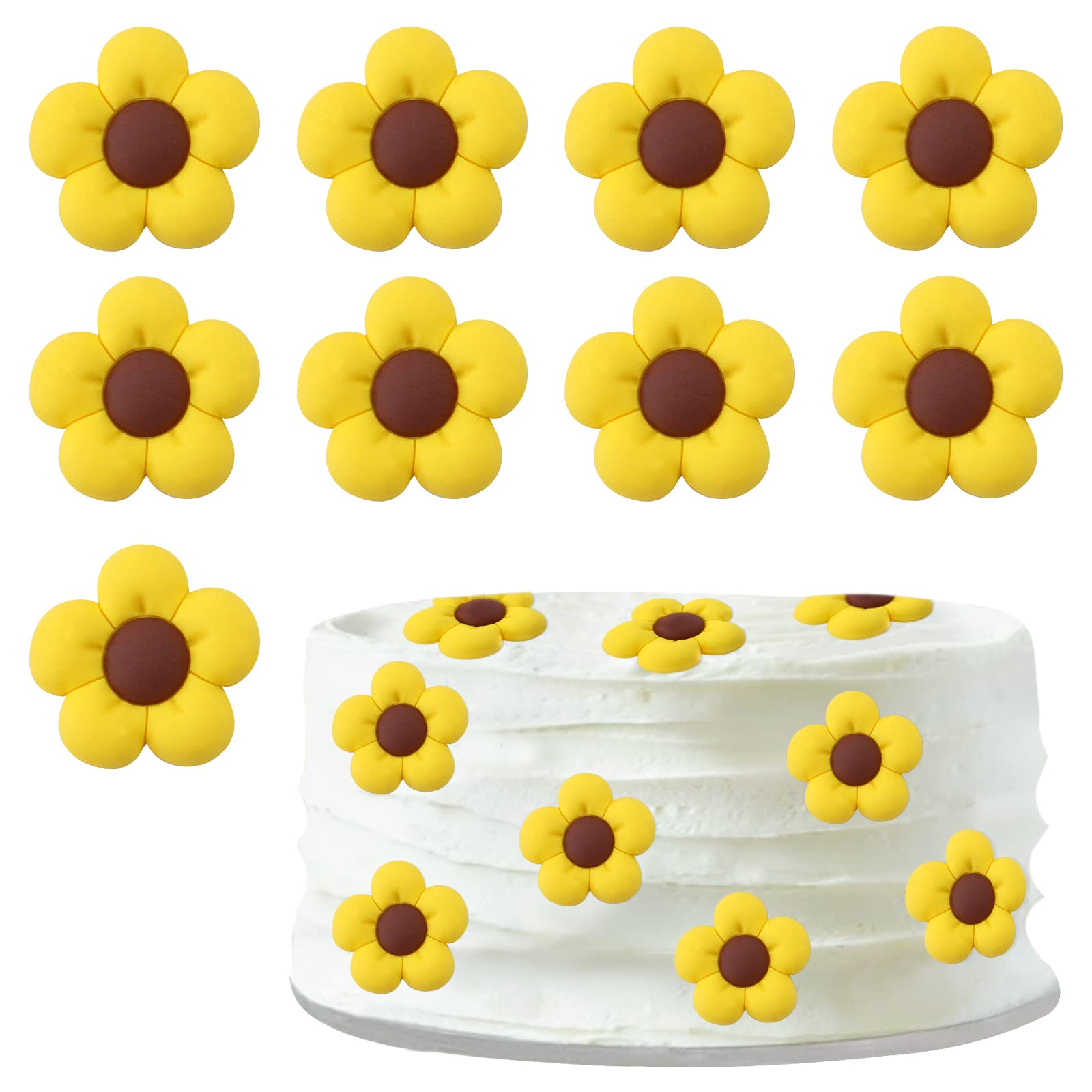 25 Pack Sunflower Cupcake Toppers - Floral Party Decorations for Birthday, Baby Shower & Wedding - Non-Edible Cake Decor Picks for Spring & Summer Events