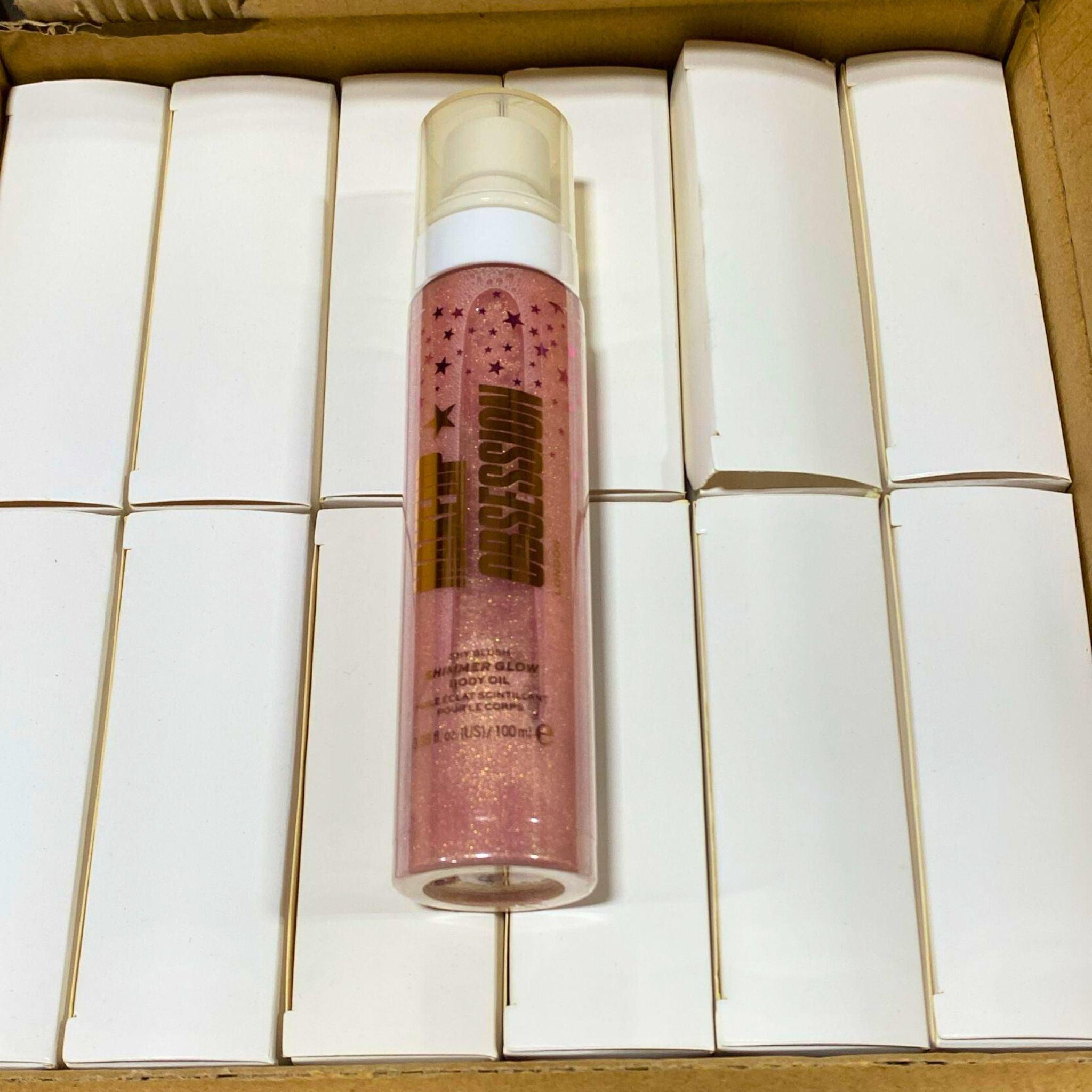 Makeup Obsession London Shy Blush Shimmer Glow Body Oil 3.38oz (36 Pcs) - Hydrating & Illuminating for Face & Body, Perfect for Parties & Date Nights