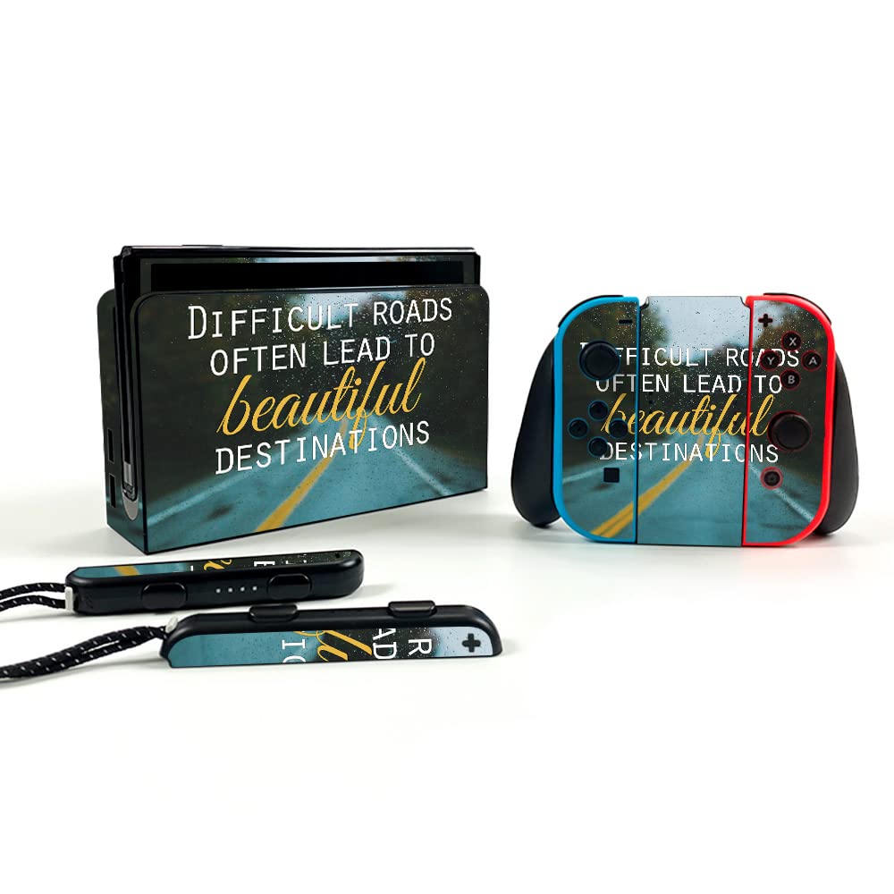 MightySkins Nintendo Switch OLED Skin - Difficult Roads Design | Protective Vinyl Decal Wrap Cover | Durable, Easy to Apply & Remove | Made in USA | Perfect for Gaming, Travel & Personalization