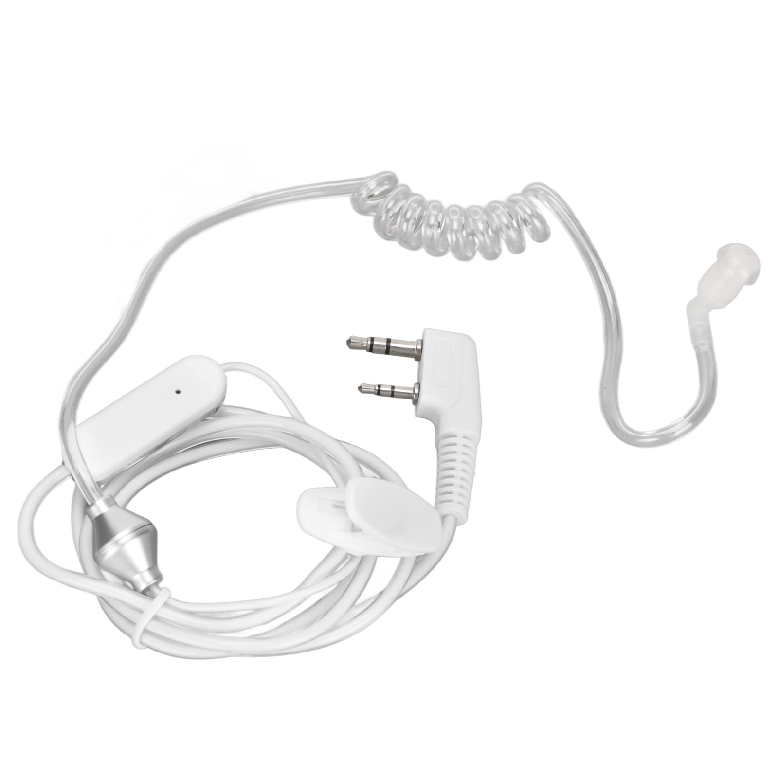 2 Pin Acoustic Tube Earpiece Headset - Clear Coil Clip Surveillance Kit for Walkie Talkie (UV5R BF480 V7 V8) | Comfortable 2-Way Radio Communication for Security, Construction & Outdoor Activities