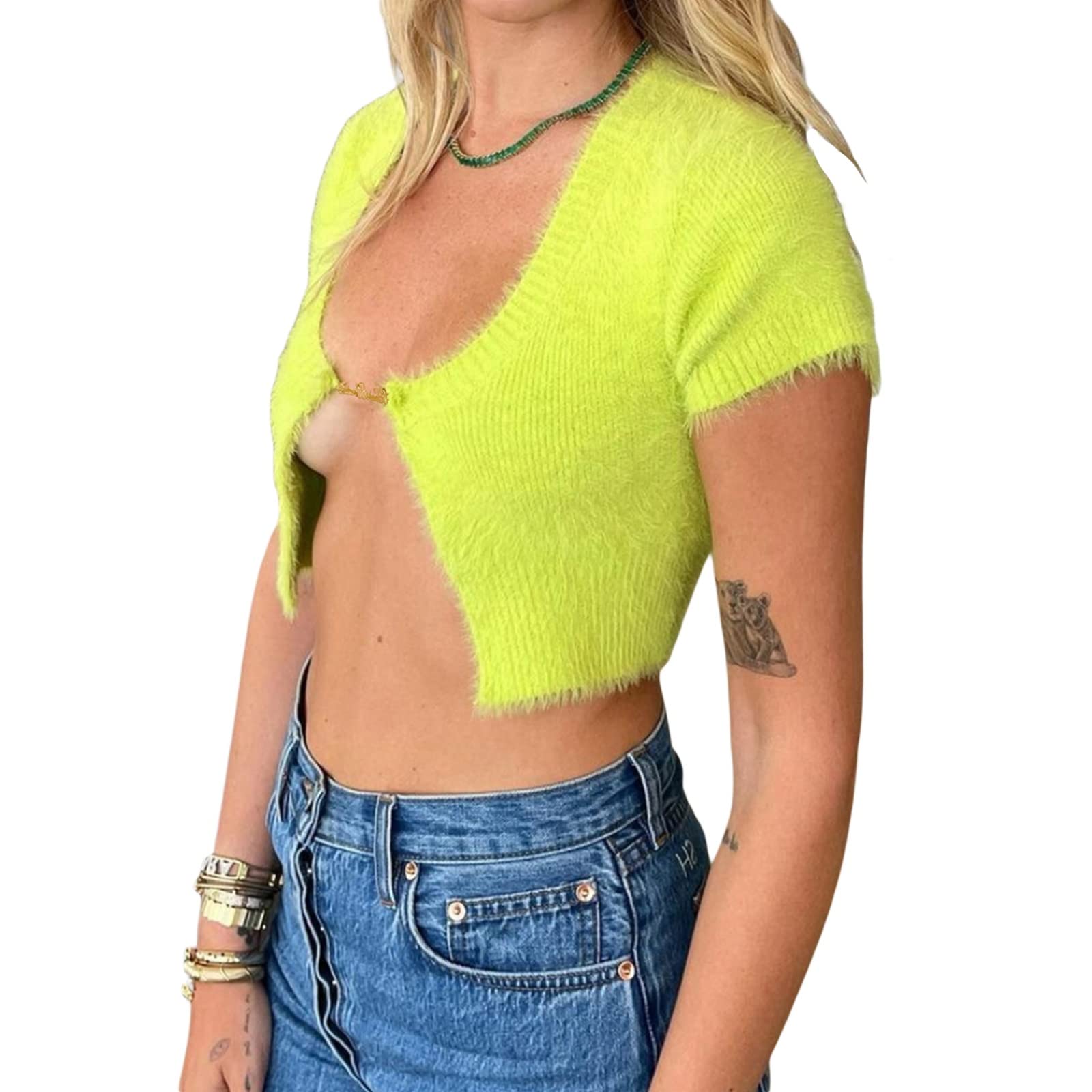 Sexy Open Front Knitted Cropped Cardigan for Women - Lace Up Long Sleeve Ribbed Sweater Top | Perfect for Date Night & Casual Outfits
