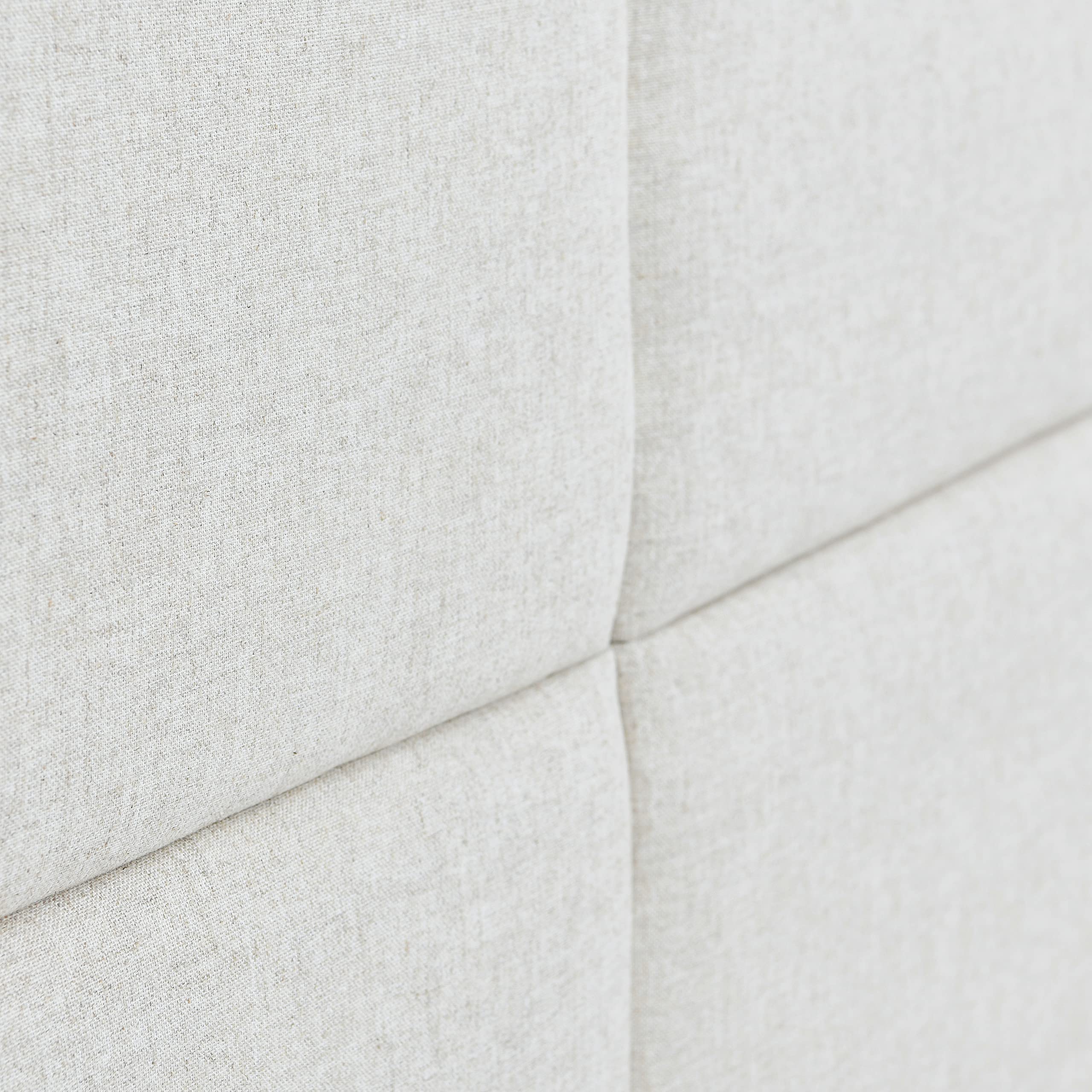 Sound Reducing Four Panel Linen Blend Upholstered Headboard - Noise Dampening Bedroom Decor, Natural Linen Queen Size Headboard for Master Bedroom & Guest Room