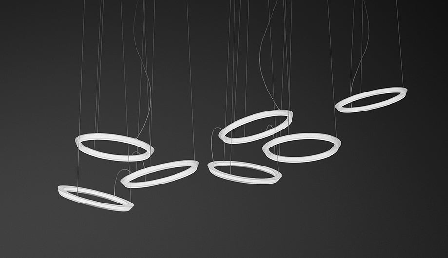 Modern Halo Circular Pendant Light - Sleek LED Hanging Lamp for Kitchen Island, Dining Room & Bedroom - Adjustable Dimmable Ceiling Light Fixture