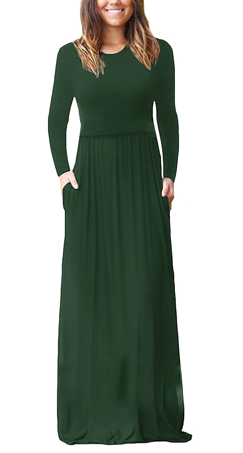 Smallshow Women's Long Sleeve Nursing Maxi Dress - Comfortable Maternity Breastfeeding Clothes for Pregnancy & Postpartum - Perfect for Hospital, Nursing, and Everyday Wear