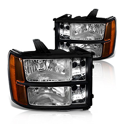 GMC Sierra 1500 2500 3500 HD Black Housing Clear Lens Headlights - Upgrade for Off-Road, Night Driving & Enhanced Visibility