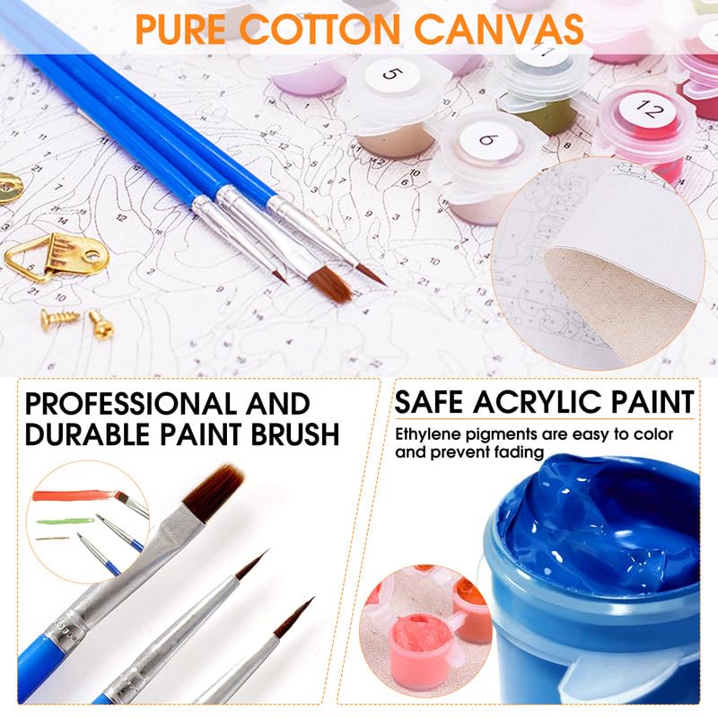 DIY Oil Painting by Numbers Kit for Adults & Kids - Spring Blue Butterfly Acrylic Paint Set for Beginners, Flowers & Animals Theme, 16x20 Inch Canvas for Home Wall Decor | Perfect for Relaxation, Stress Relief & Creative Gift Ideas