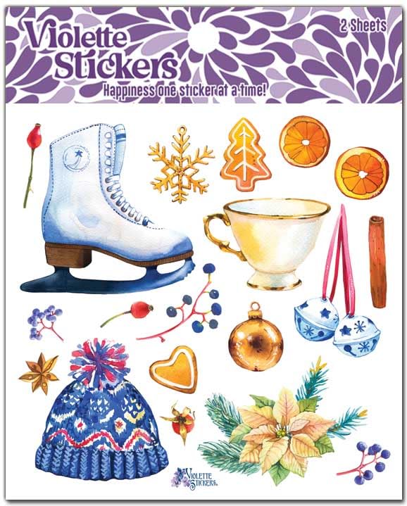 Violette Ice Skating Stickers - Winter Sports Decals for Helmets, Laptops & Water Bottles - Perfect for Figure Skating Fans & Winter Enthusiasts