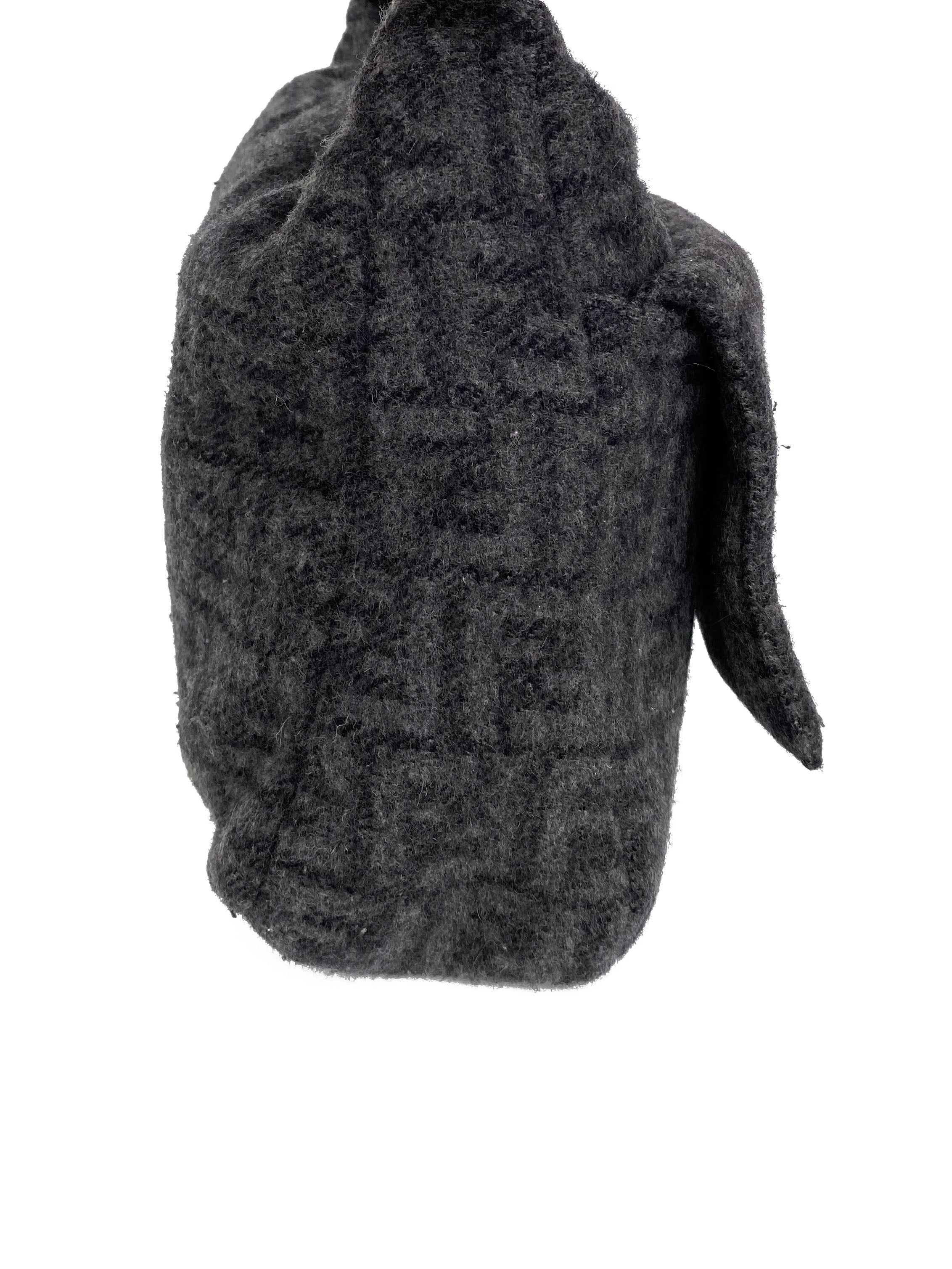 Fendi Black Wool Baguette Bag - Luxury Designer Shoulder Purse for Women | Perfect for Evening Parties, Date Nights & Special Occasions