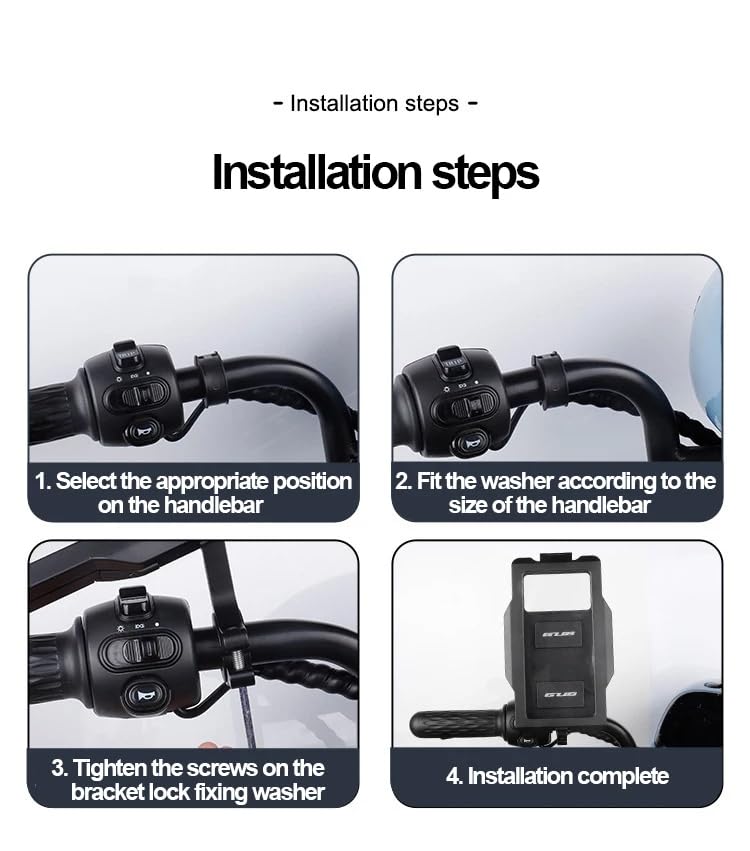 GUB Plus 16 Waterproof Bike Phone Mount - Full Sealed Touchscreen Phone Case Holder for Cycling, Motorcycle, GPS Navigation - Black (Ideal for Outdoor Sports, Commuting & Adventure Rides)