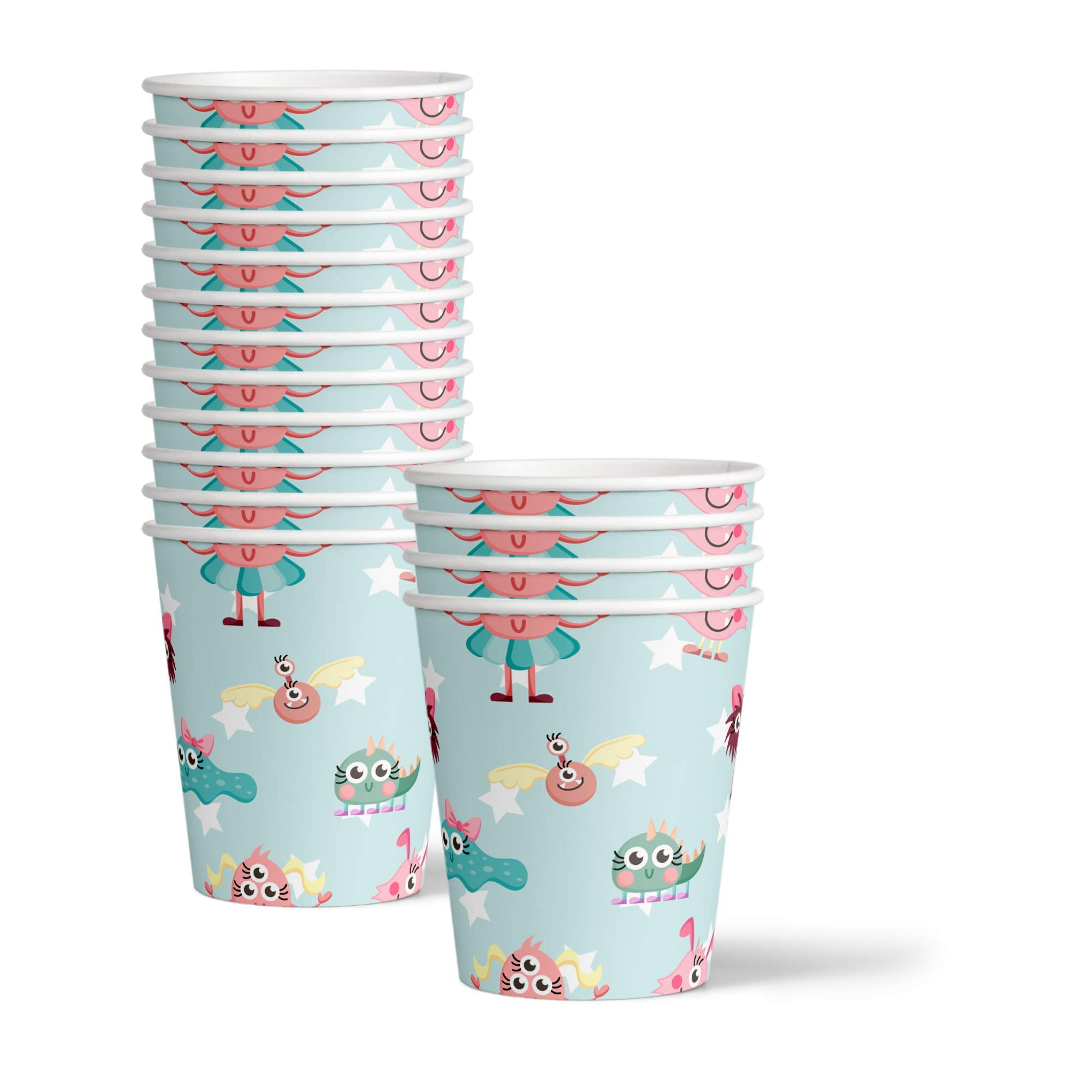 Mighty Monster Girl Birthday Party Supplies Set - 16-Piece Tableware Kit with Plates, Napkins & Cups for Kids' Themed Celebrations