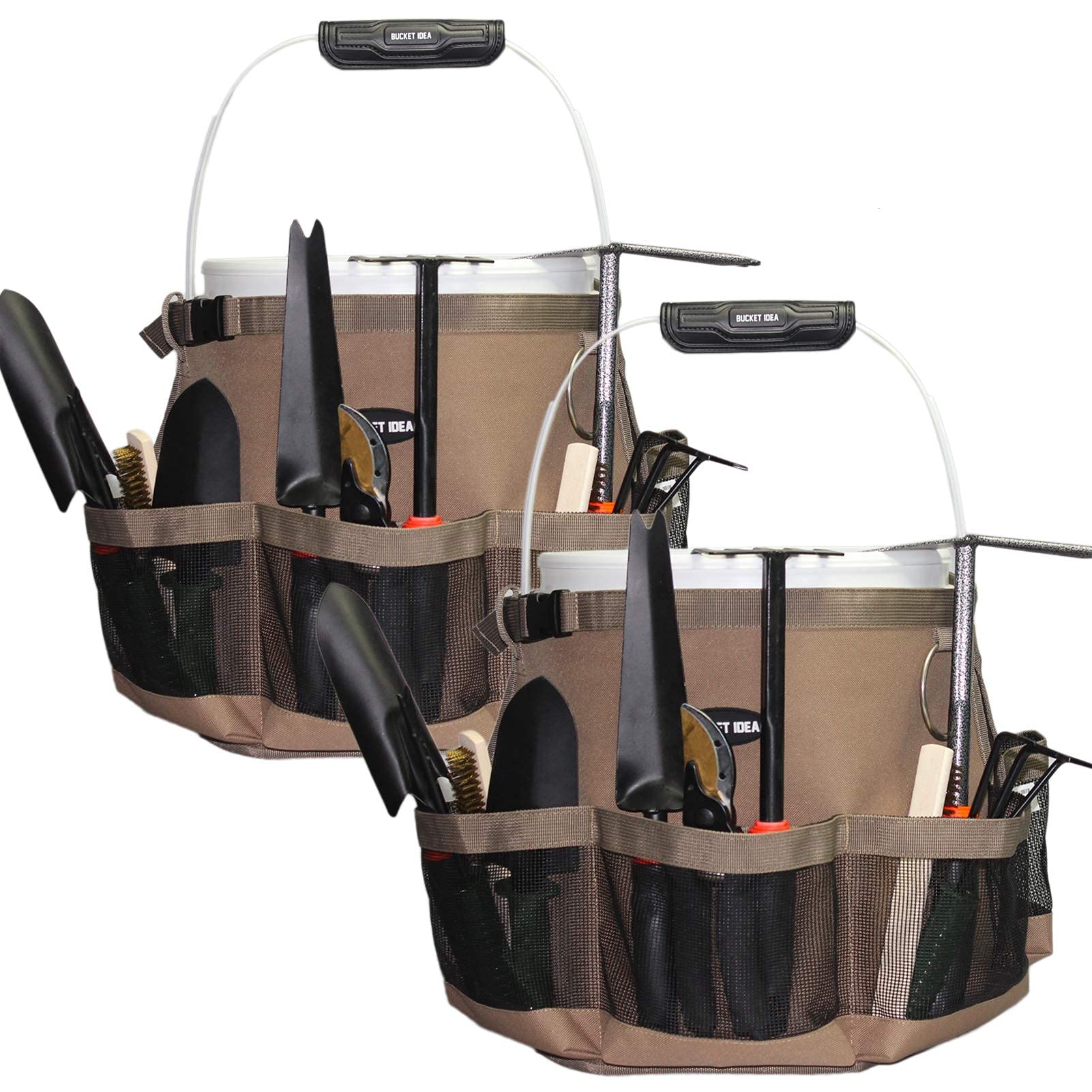 MELOTOUGH 5 Gallon Bucket Organizer with Water-Resistant Mesh Pockets - Cleaning Tool Holder for Soap, Towels & Supplies - Ideal for Car Wash, Janitorial & Home Cleaning Tasks