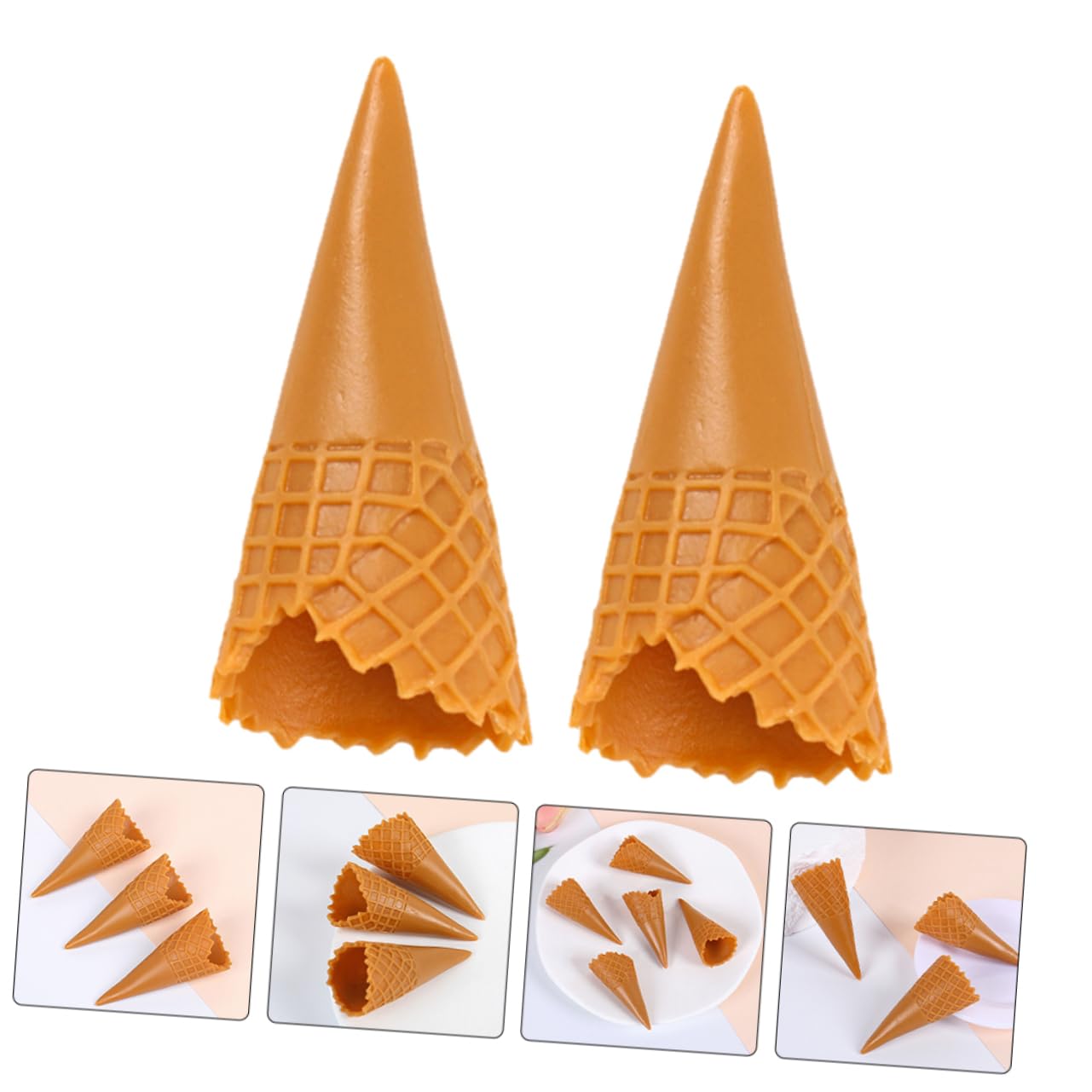 15pcs Miniature Fake Ice Cream Cones for Jewelry Making, DIY Crafts, Dollhouse Decor - Perfect for Party Favors, Photography Props & Kids Play