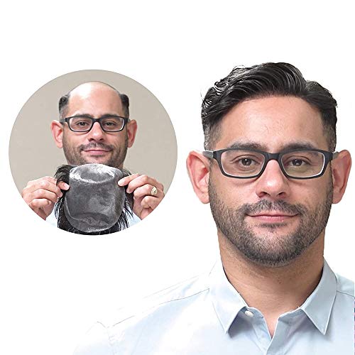Lordhair Men's Toupee - 100% Human Hair Replacement System, 0.08mm Natural Skin Base, 8x10 Inch V-Looped Hairpiece (Light Brown 7ASH) - Perfect for Daily Wear, Special Occasions & Hair Loss Solutions