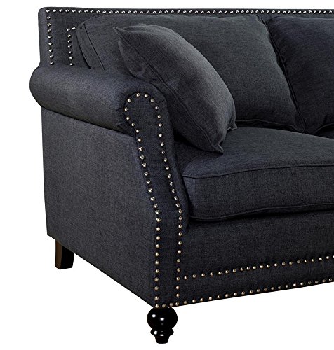 TOV Furniture Camden Linen Loveseat Sofa - Grey Modern Small Couch for Living Room, Apartment, Lounge & Office | Comfortable Two-Seater with Linen Upholstery