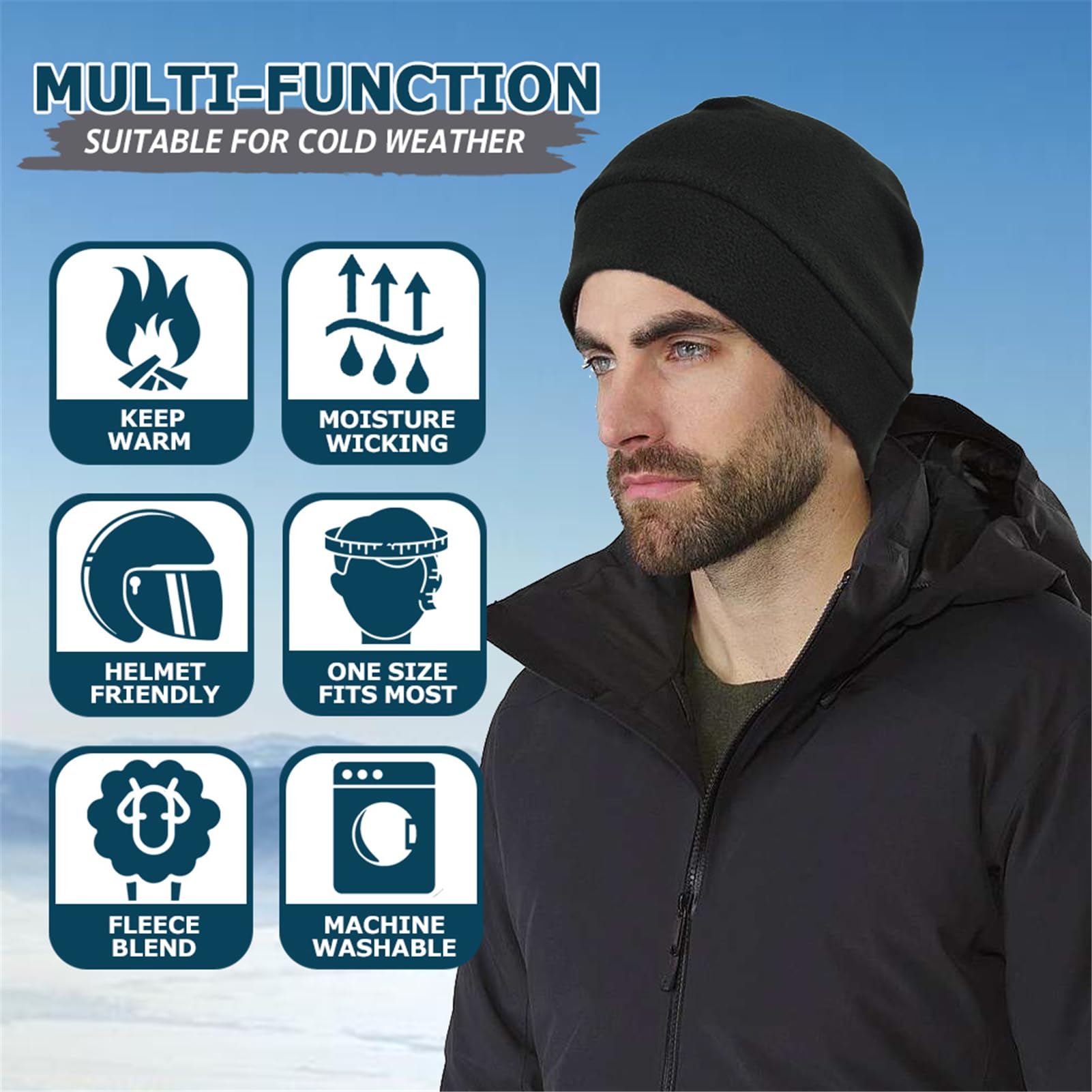 Headshion Skull Cap Helmet Liner for Men & Women - 2-4 Pack Lightweight Beanie, Chemo Headwear (Cotton/Polyester) - Perfect for Sleeping, Cold Weather & Cancer Treatment Comfort