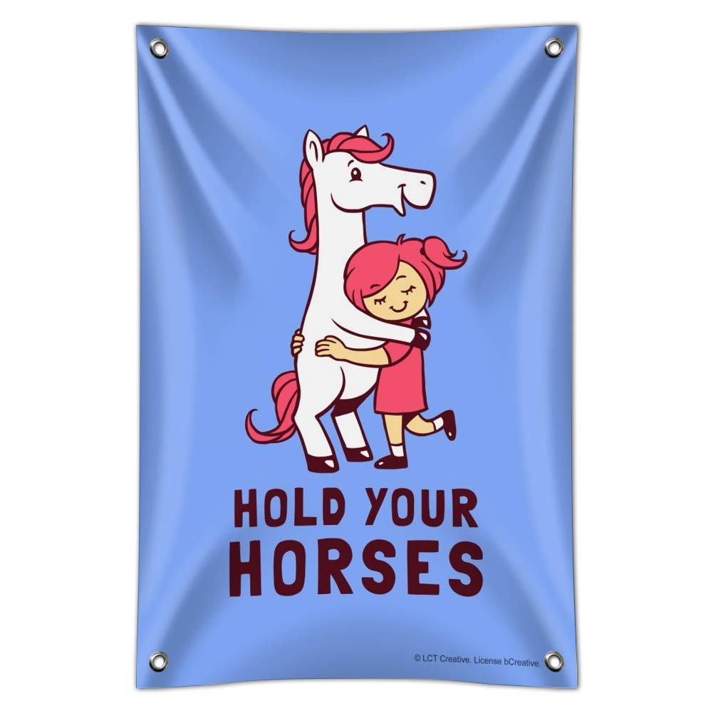 Funny 'Hold Your Horses' Humor Sign for Home, Office & Business - Perfect for Wall Decor, Gifts & Workplaces