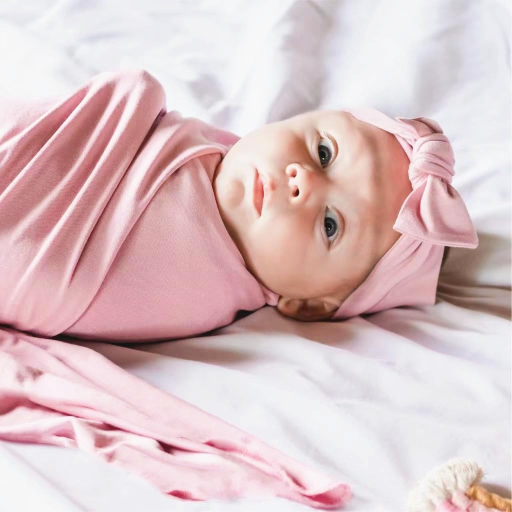 Soft Newborn Swaddle Blanket with Hat Set - 35