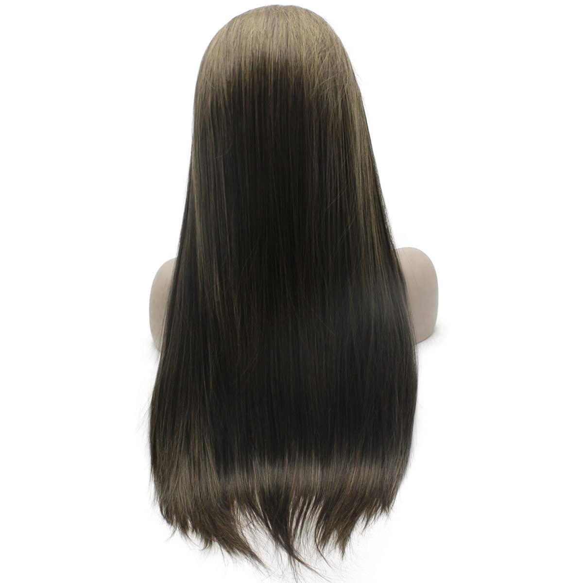 Mxangel Long Brown Blonde Ombre Synthetic Lace Front Wig - Heat Resistant Hand-Tied Hairpiece for Daily Wear, Cosplay & Special Occasions