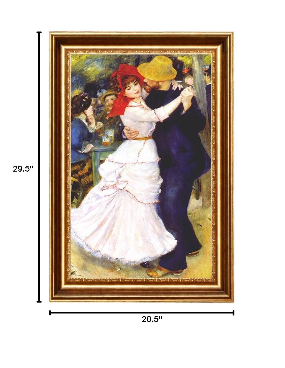 ELITEART Pierre-Auguste Renoir 'Dance at Bougival' Oil Painting Reproduction - Giclee Canvas Art Print Framed 20.5x29.5 Inches - Wall Decor for Living Room, Bedroom & Office