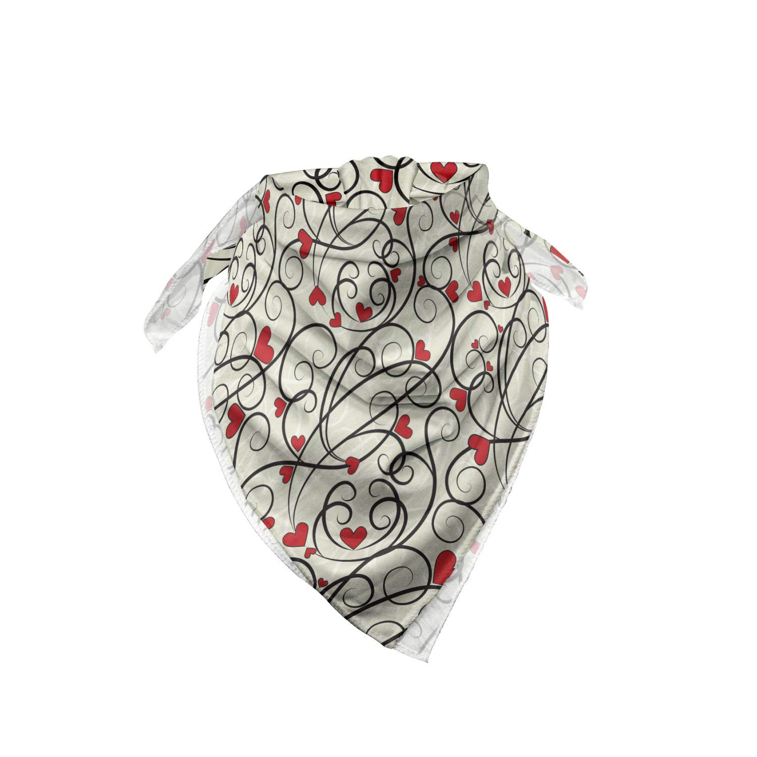 Ambesonne Summer Bandana - Wave Floral Heart Swirls Design - Unisex Head Scarf & Neck Tie for Men Women - Perfect for Beach, Music Festivals & Outdoor Activities