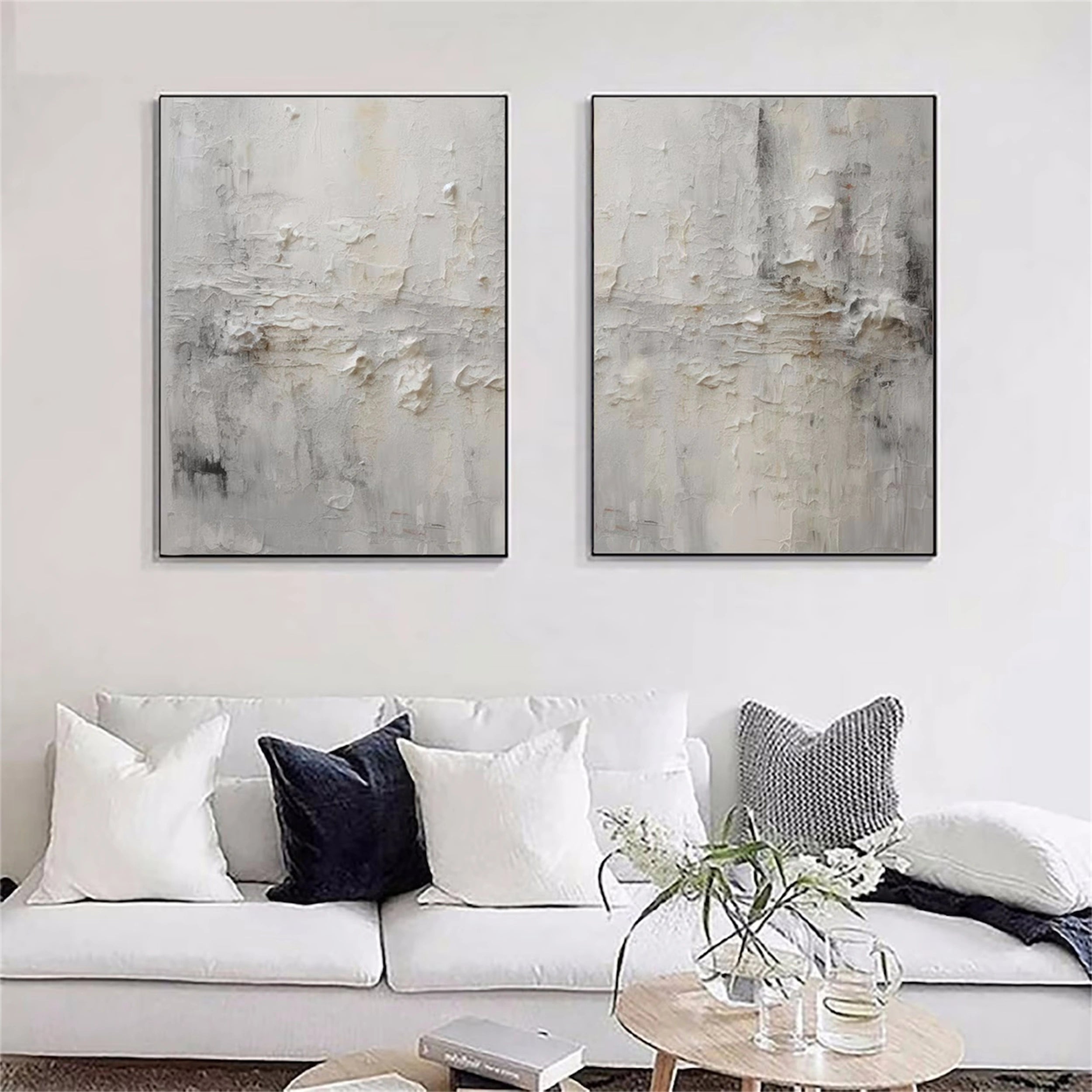 Abstract Painting Set of 2 - Modern Wall Art for Living Room & Bedroom Decor - #AB095