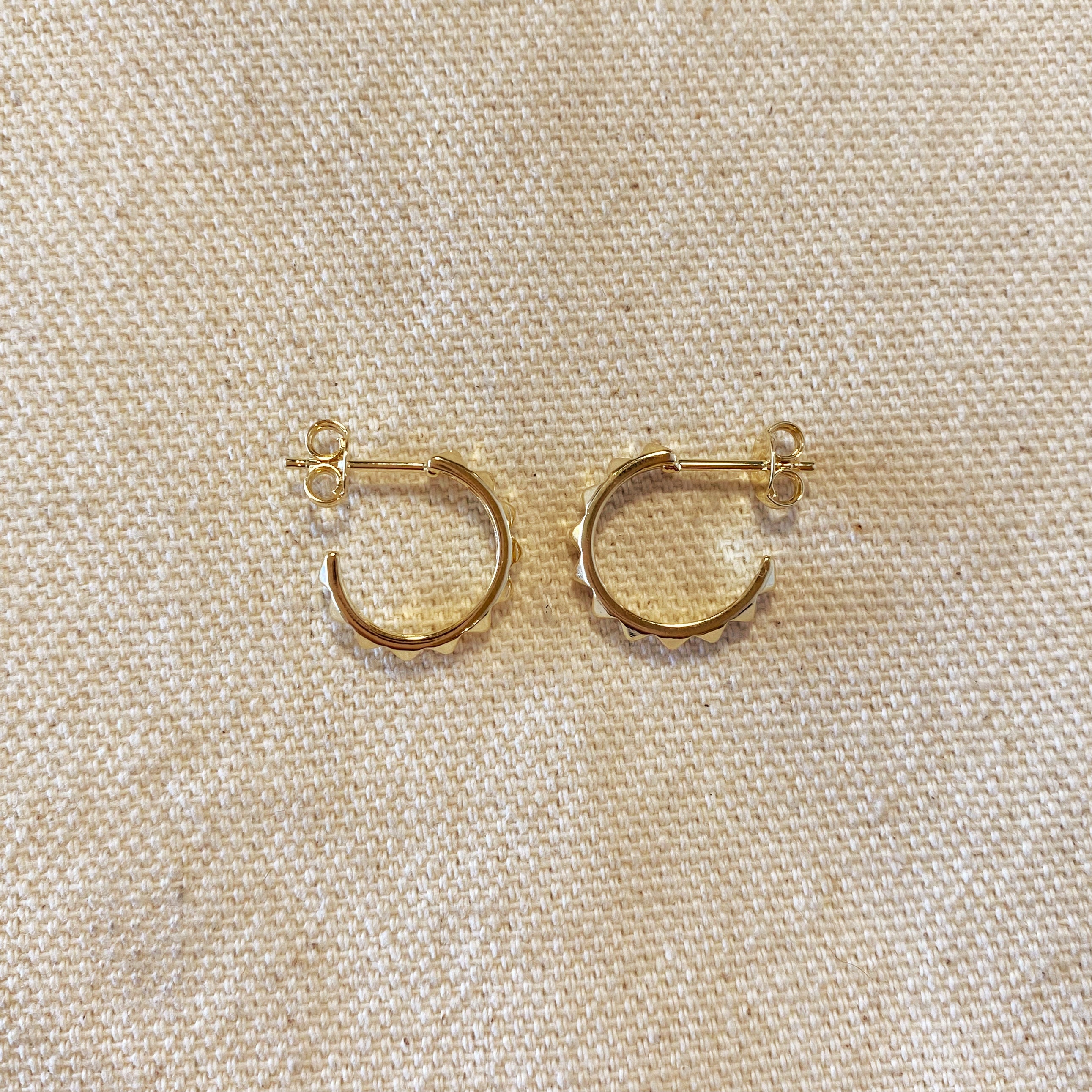 18K Gold Filled Spiked C Hoop Earrings for Women - Trendy Punk Gothic Jewelry - Perfect for Parties, Concerts & Everyday Wear
