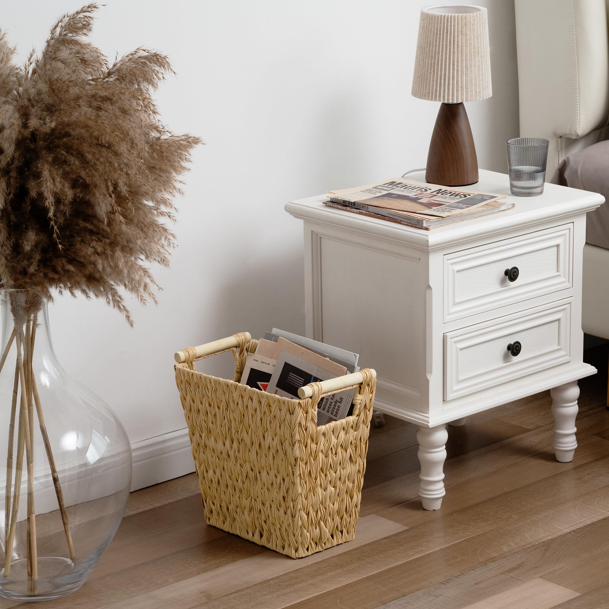 GRANNY SAYS Waterproof Wicker Trash Can with Handles - 2-Pack Decorative Wastebasket for Bathroom, Bedroom & Office | Ideal for Home, Dorm & Guest Room Organization